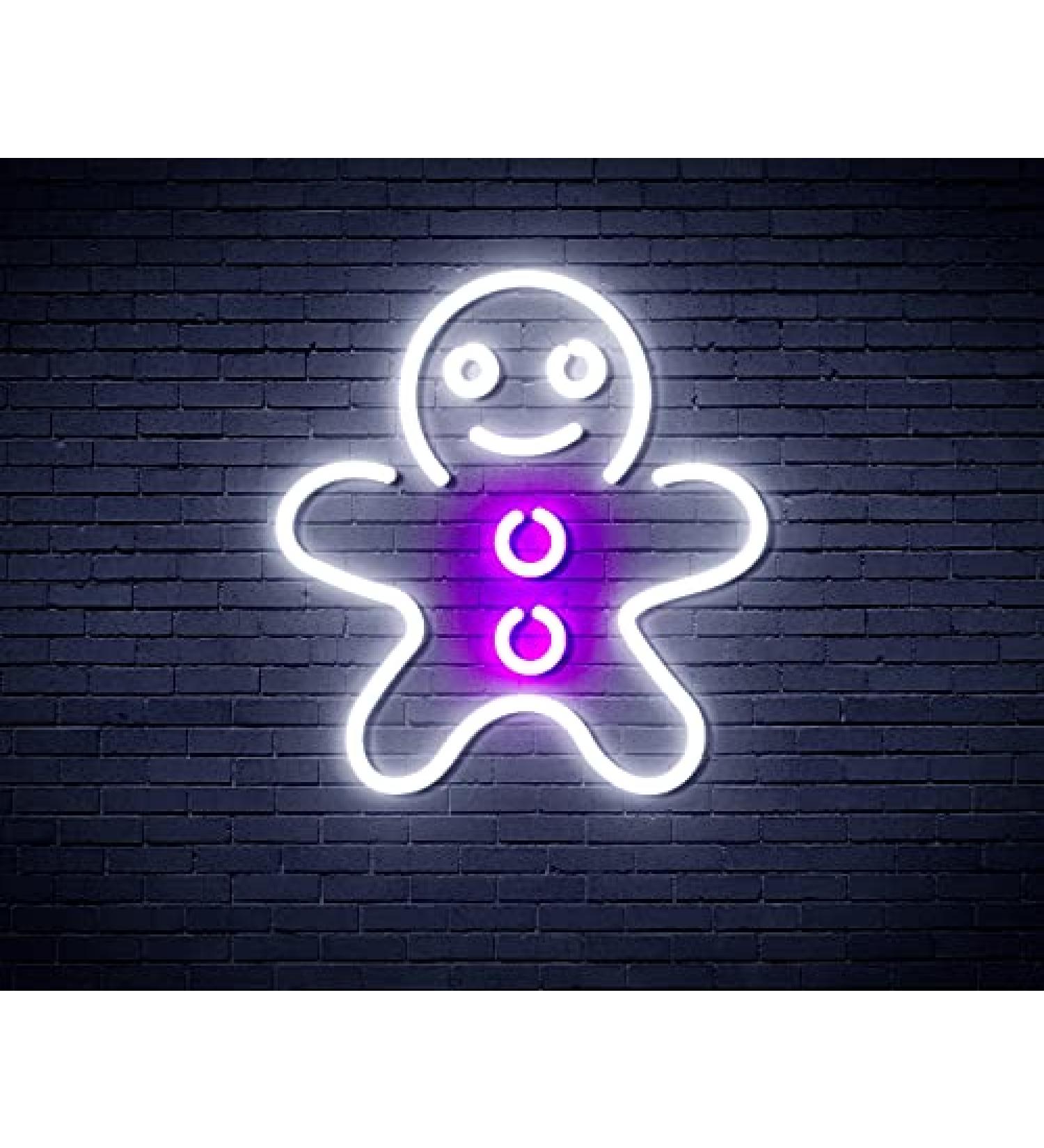 St16s32-fnu0102-wp Gingerbread Man LED Neon Sign - White/Purple Dual Color - Perfect Holiday Decor - Buy Online on GoSupps.com