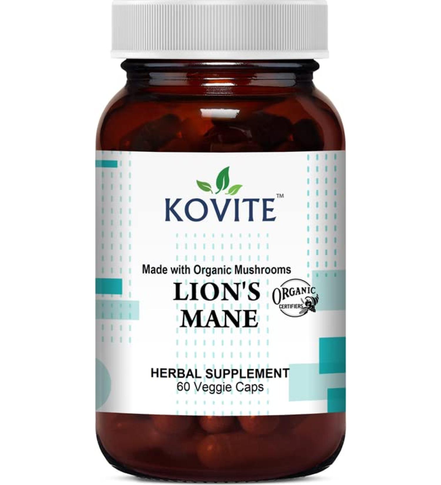 Kovite Lion's Mane Certified Organic - 60 Vegetable Capsules