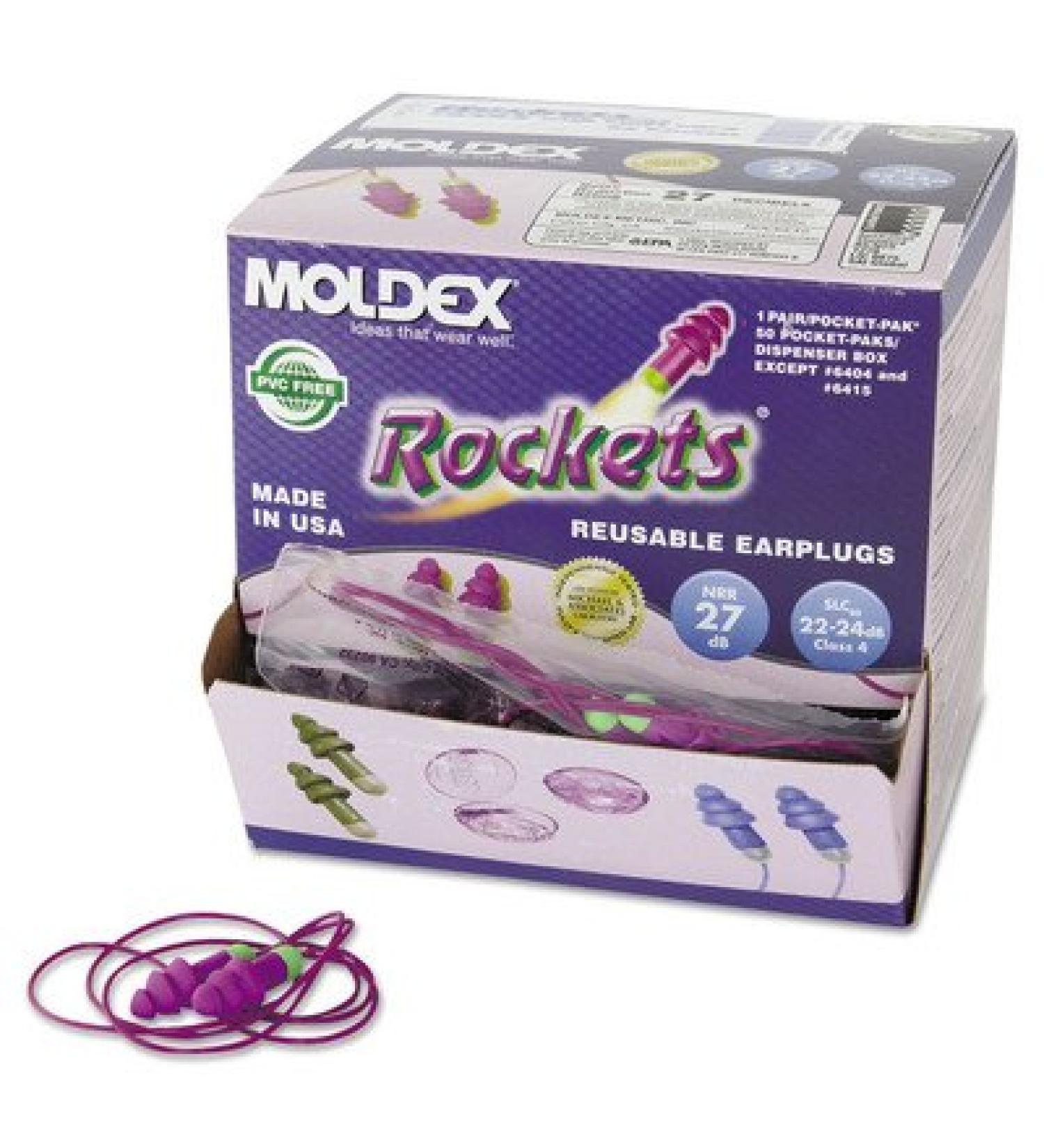 Rockets Individually Wrapped Reusable Corded Ear Plugs (Set of 50)