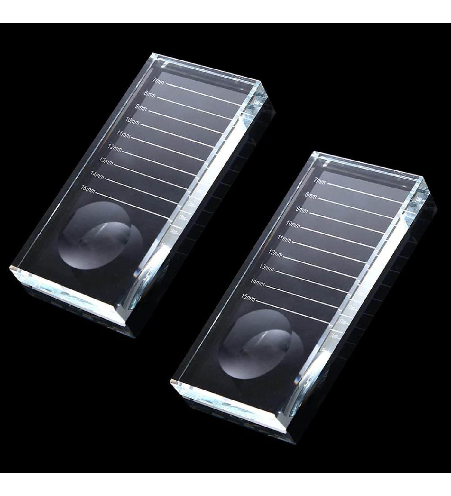 2-in-1 Eyelash Extension Crystal Palette & Glass Stand Tray for Lashes - Durable Streaks Tile Holder for Nail Art & Color Toning (2 Pieces) - Buy Online on GoSupps.com