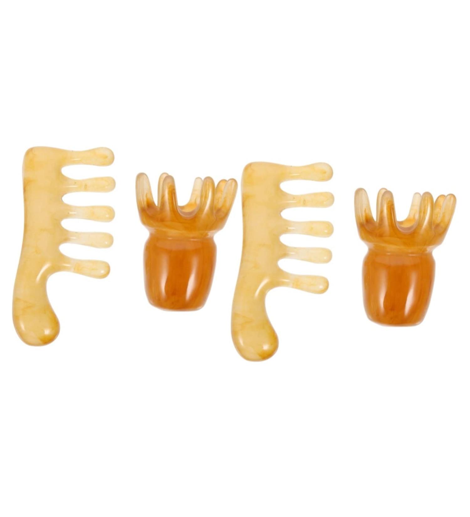 Tovinanna 4-Piece Resin Massage Comb Set | Acupuncture & Gua Sha Tools | Scalp & Facial Massager for Deep Relaxation | International Shipping Available - Buy Online on GoSupps.com