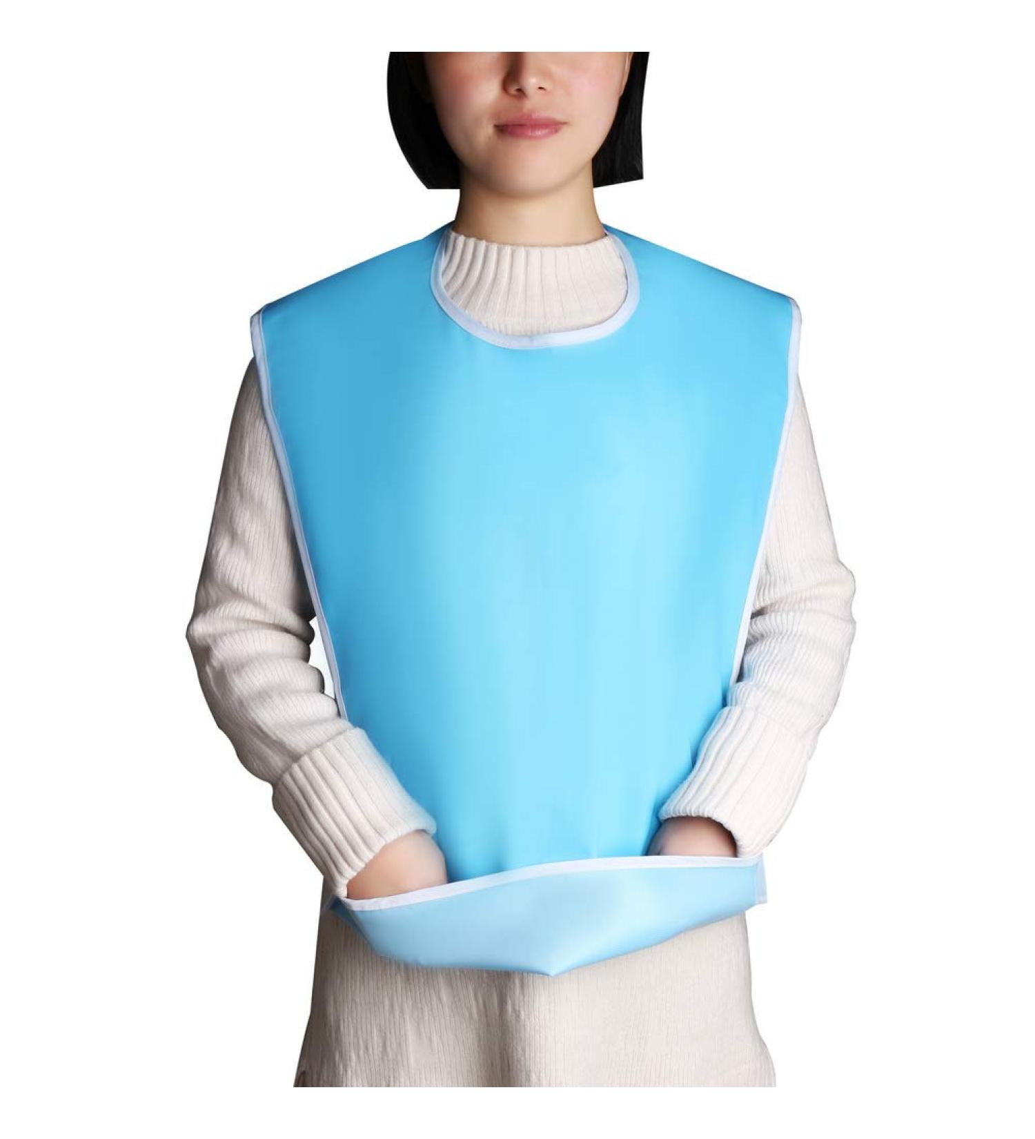 Adult Bib 65x45cm Waterproof Blue Mealtime Bib for Elderly - Washable Dining Bib Protector - Buy Online on GoSupps.com