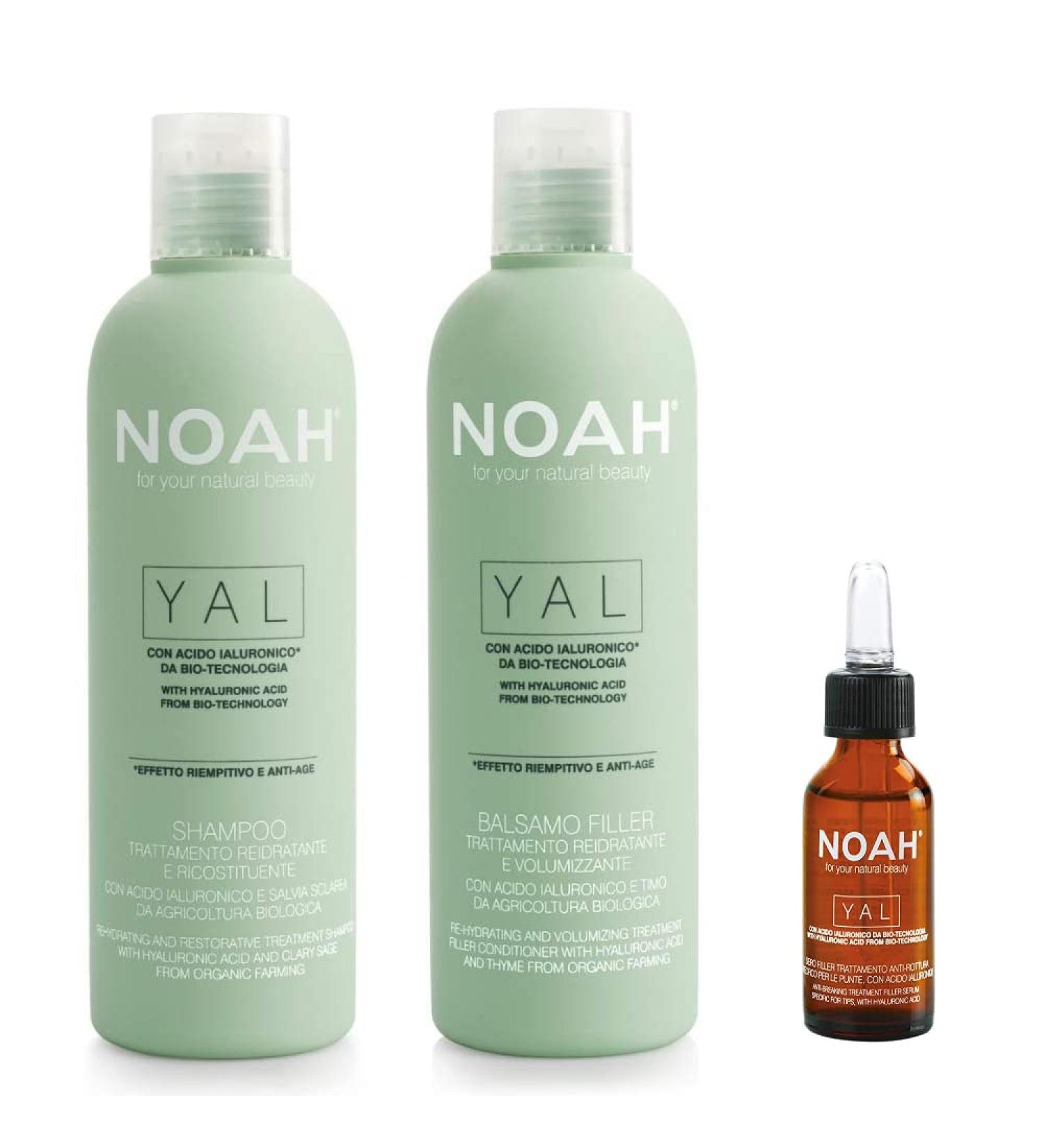 NOAH Yal Hyaluronic Acid Hair Care Set - Moisturizing Shampoo Conditioner & Serum | Cruelty-Free & Fortifying | 8.5 fl.oz Each + 20ml Hair Serum - Buy Online on GoSupps.com