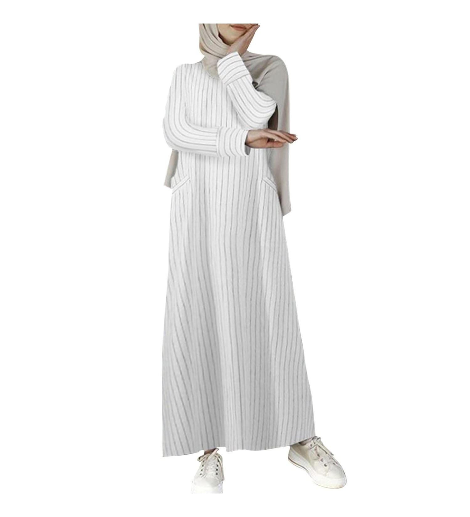 Modsgue Women's Light Kaftan | Vintage Muslim Abaya & Hijab Set | Full-Length Prayer Clothing 4XL in White - Buy Online on GoSupps.com