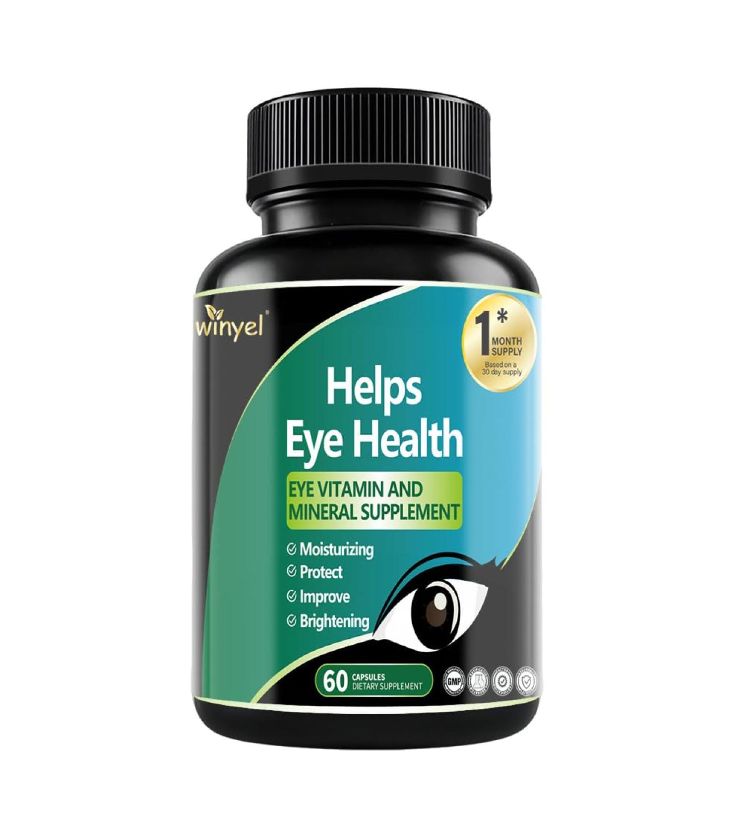 WINYEL Lutein Eye Vitamins Supplement - Supports Eye Health - with Lutein Zeaxanthin Zinc and Vitamins C & E - 60 Capsules - Buy Online on GoSupps.com