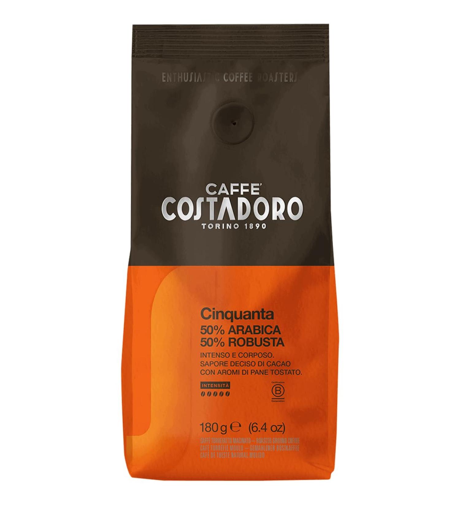 Costadoro Cinquanta Caf moulu pour cafeti re moka 50% Arabica 50% Robusta 180 grammes Chocolate Cinnamon Dark Chocolate 180 g (Lot de 1) - Buy Online on GoSupps.com