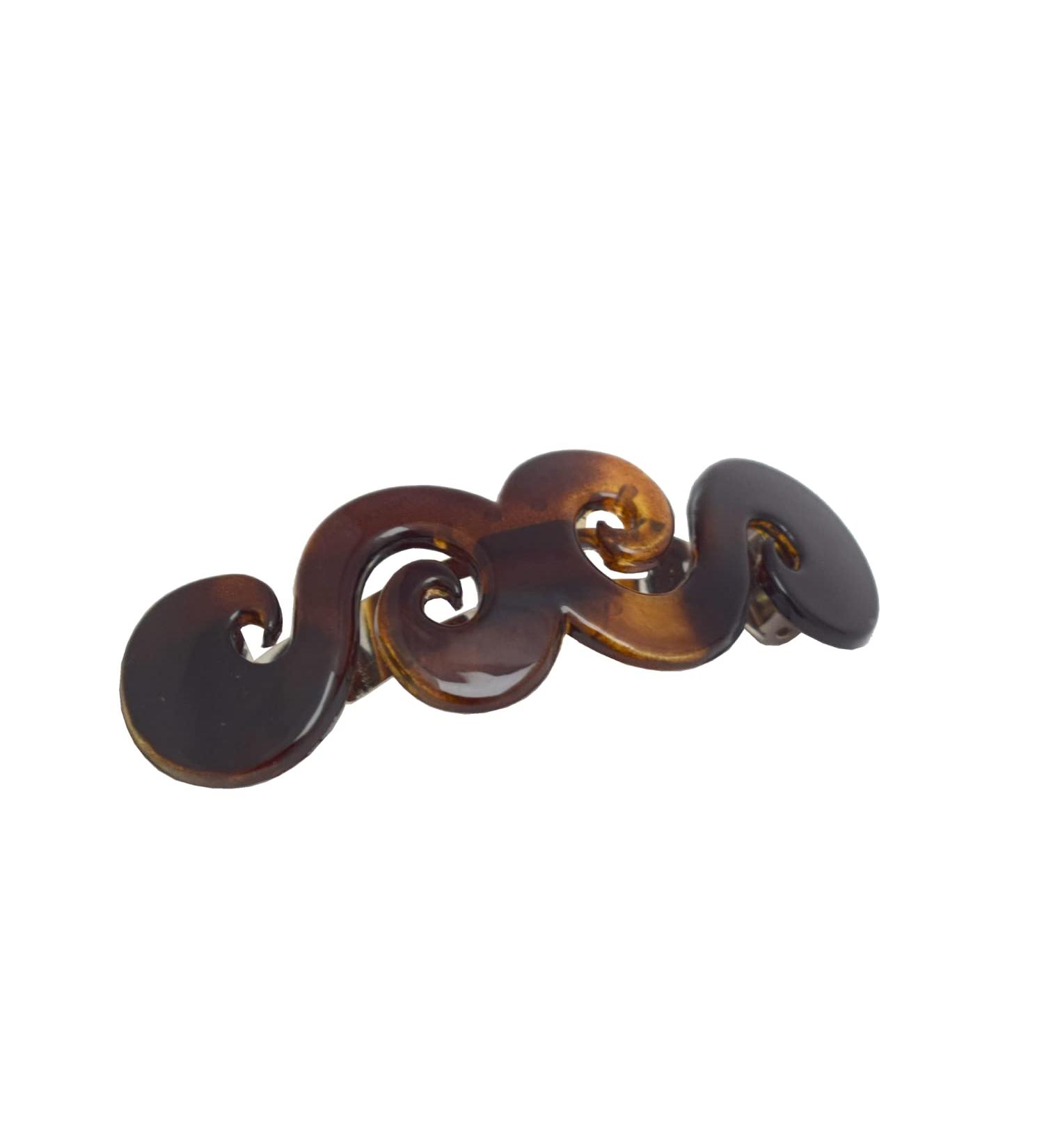 Parcelona French Swirl Medium Tortoise Shell Celluloid Hair Clip Barrette - 3 Inches - Buy Online on GoSupps.com