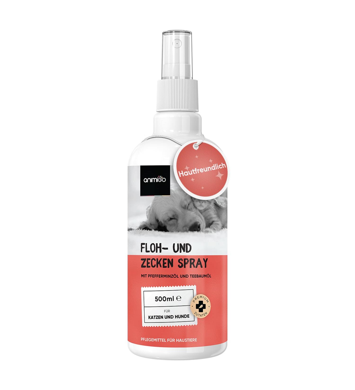 Animigo Flea Spray for Cats & Dogs - Natural Insecticide-Free Remedy for Fleas Ticks & Lice - 500ml Peppermint & Castor Oil Protection for Home & Furniture - Buy Online on GoSupps.com