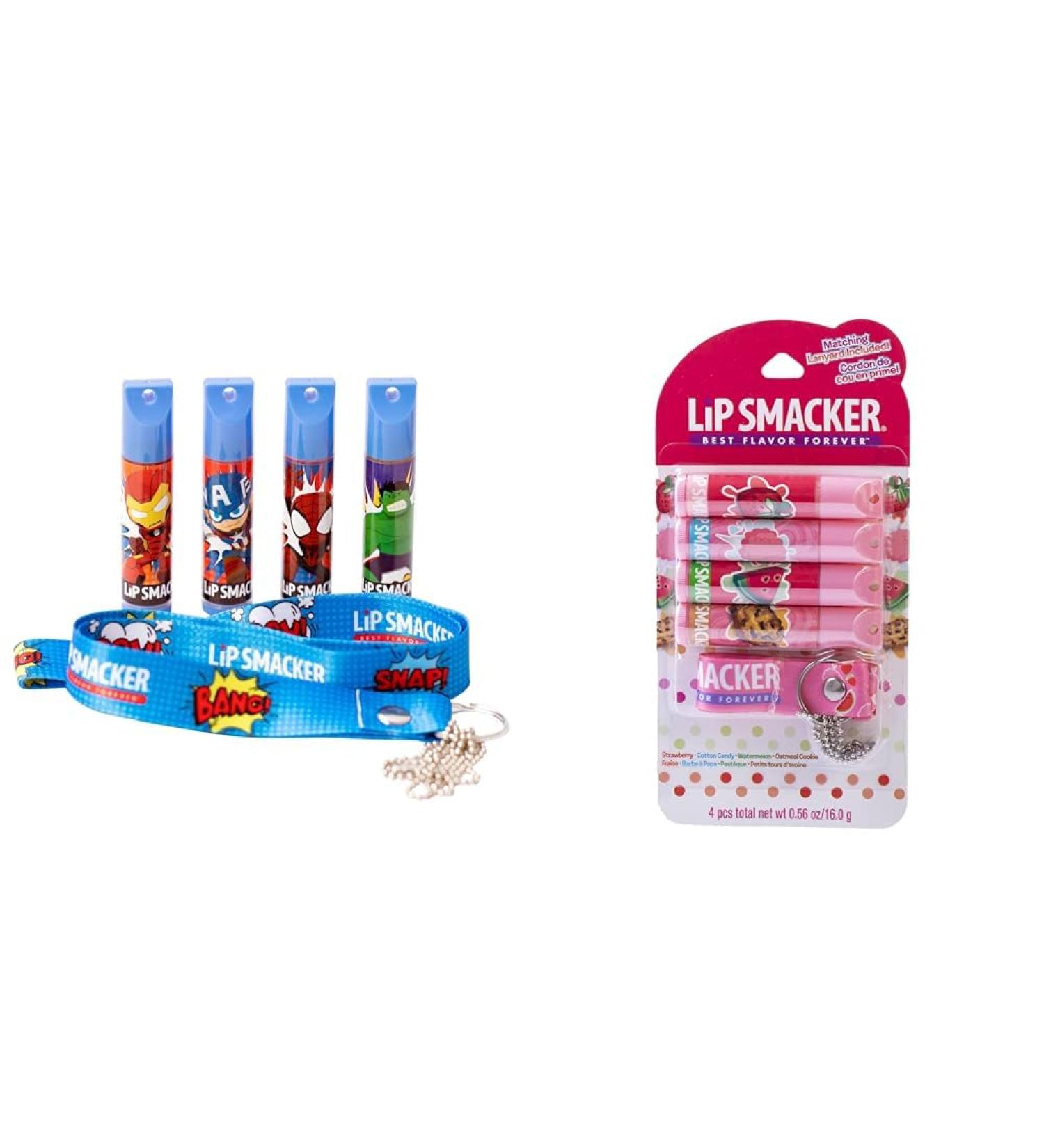 Lip Smacker Marvel 4 Piece Iron Man Captain America Spider Man Hulk Lip Balm Set with Strawberry Cotton Candy Watermelon Oatmeal Cookie 4 Piece Lip Balm Set - Buy Online on GoSupps.com
