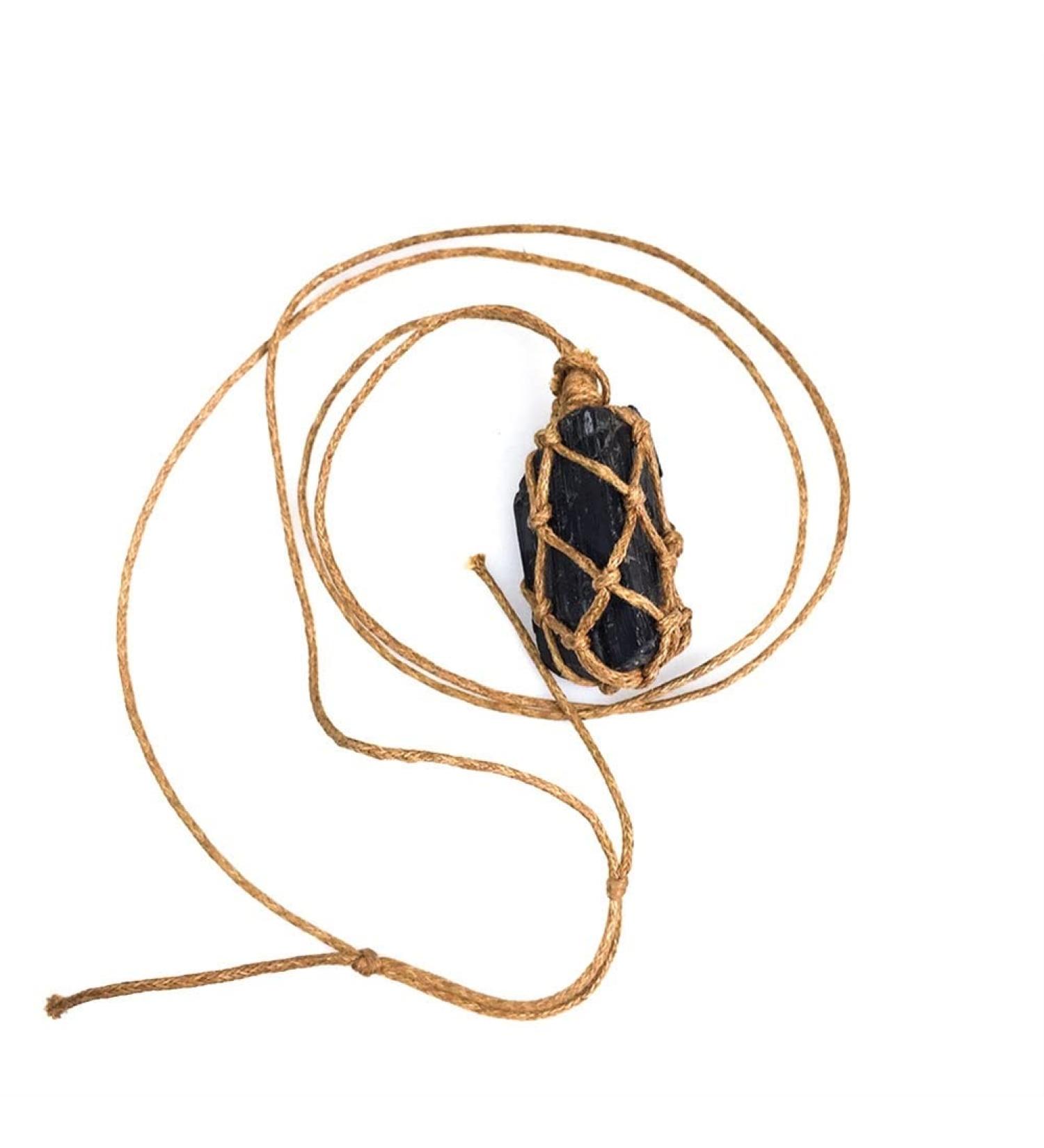 1Pc Natural Black Tourmaline Braided Rope Pendant Irregular Rough Stone Crystals Amulet Luckly Accessories ERTEYIN - Buy Online on GoSupps.com