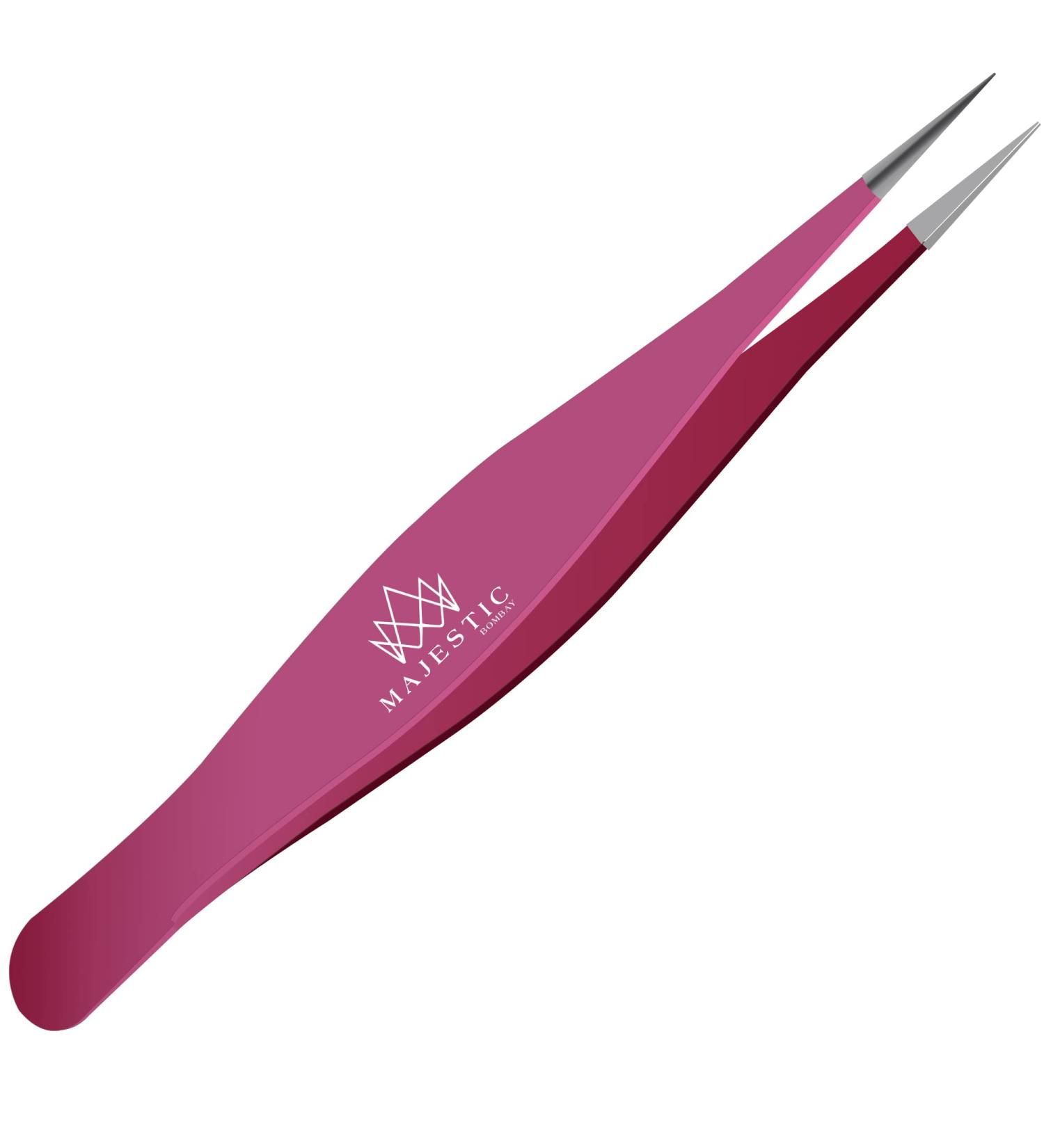 Majestic Bombay Pink Fine Point Tweezers - Precision Stainless Steel Tweezers for Splinter, Tick, Hair Removal - Buy Online on GoSupps.com