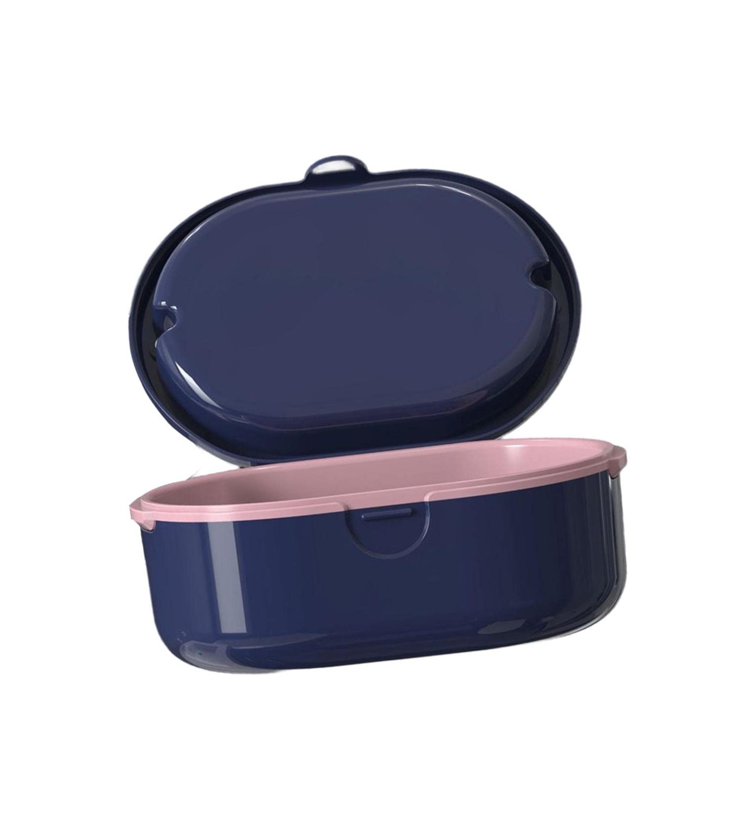 Folpus Dark Blue Denture Container with Sieve Insert - Secure International Shipping - Buy Online on GoSupps.com
