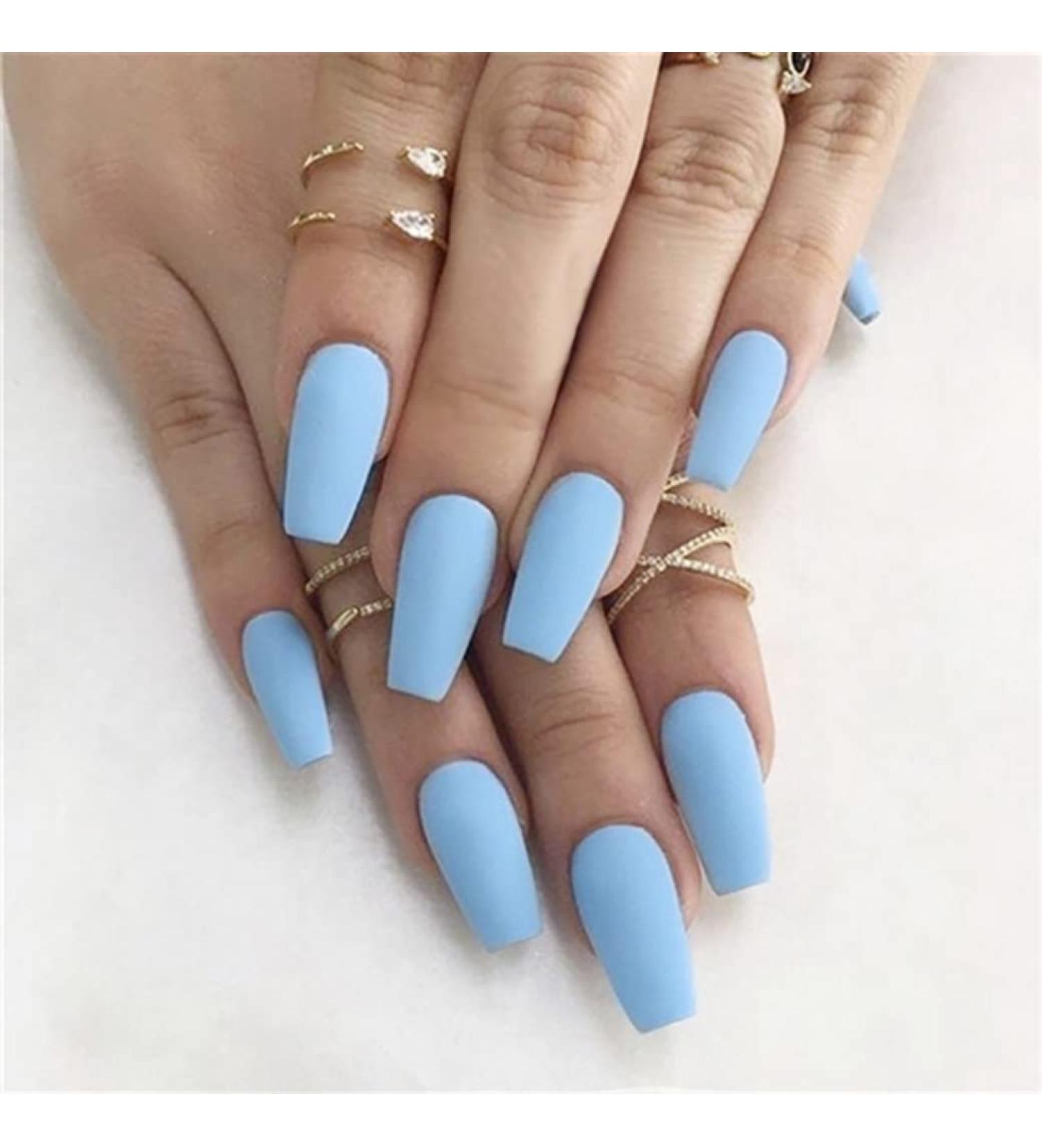 Bohend Faux Ongles Bleu Ballerine - 24 Pcs Couverture Compl te - Art Ongle pour Femmes et Filles - Buy Online on GoSupps.com