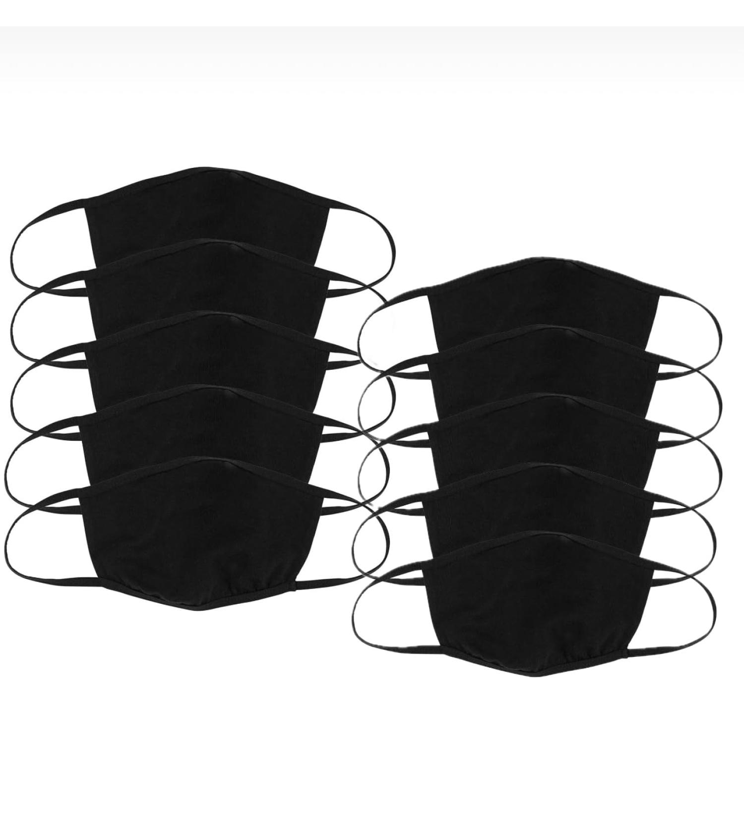 Buy Bella + Canvas Double-Ply Reusable Face Masks - 10 Pack Unisex Medium/Large Black | 52% Airlume Cotton 48% Polyester - International Shipping Available - Buy Online on GoSupps.com