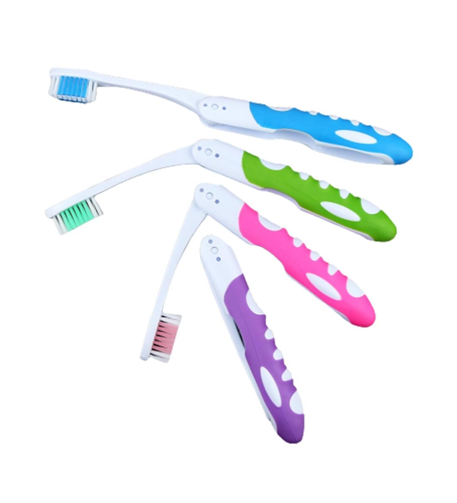 Buy WJRQD Foldable Travel Toothbrush Set - Portable Soft Bristle Brush with Case for Camping School & Travel - 4 Pack (Blue Pink Green Purple) - Buy Online on GoSupps.com