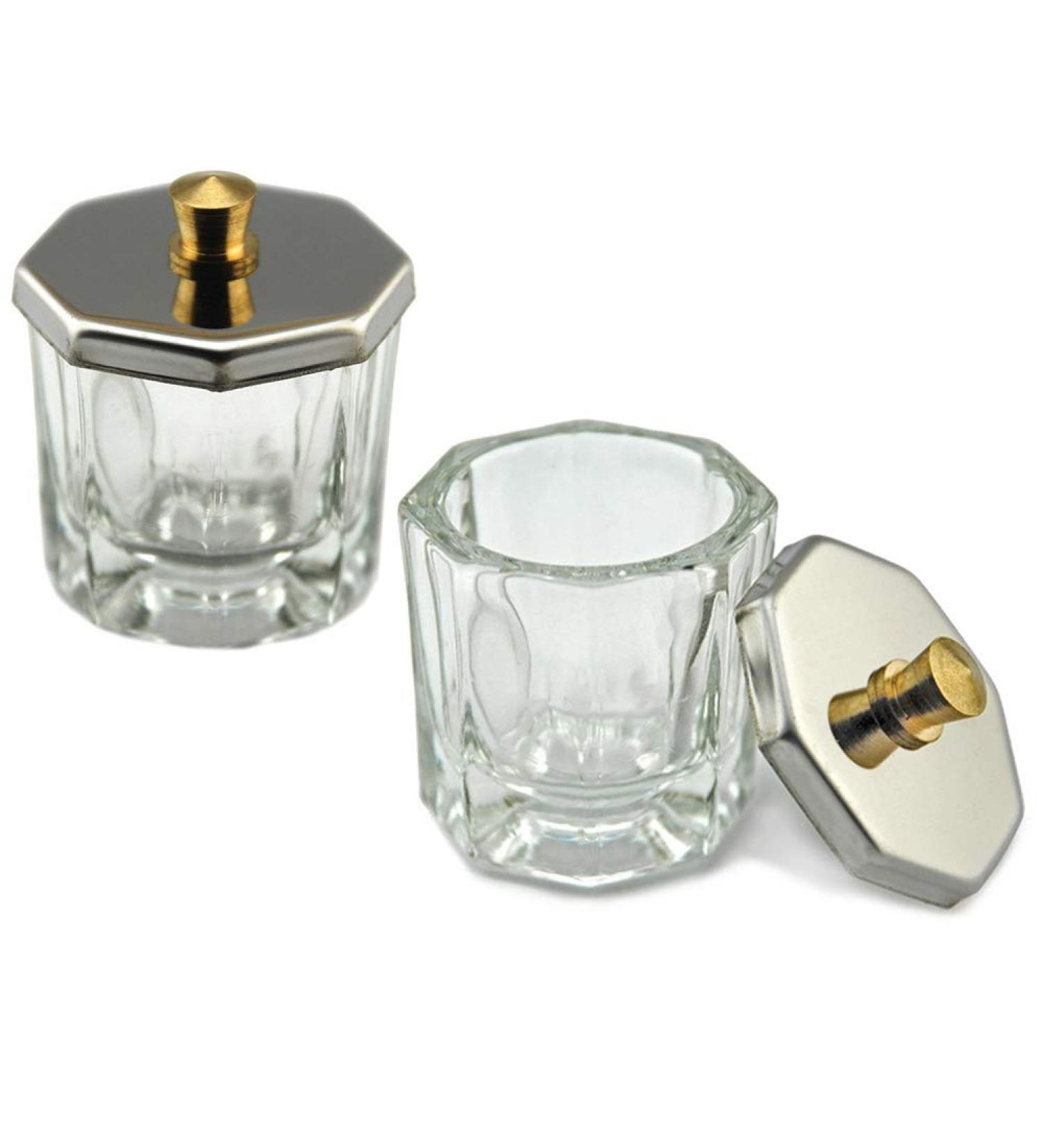Mini Glass Dappen Dish Set with Stainless Steel Lid - Nail Art Acrylic Powder Tools - Buy Online on GoSupps.com