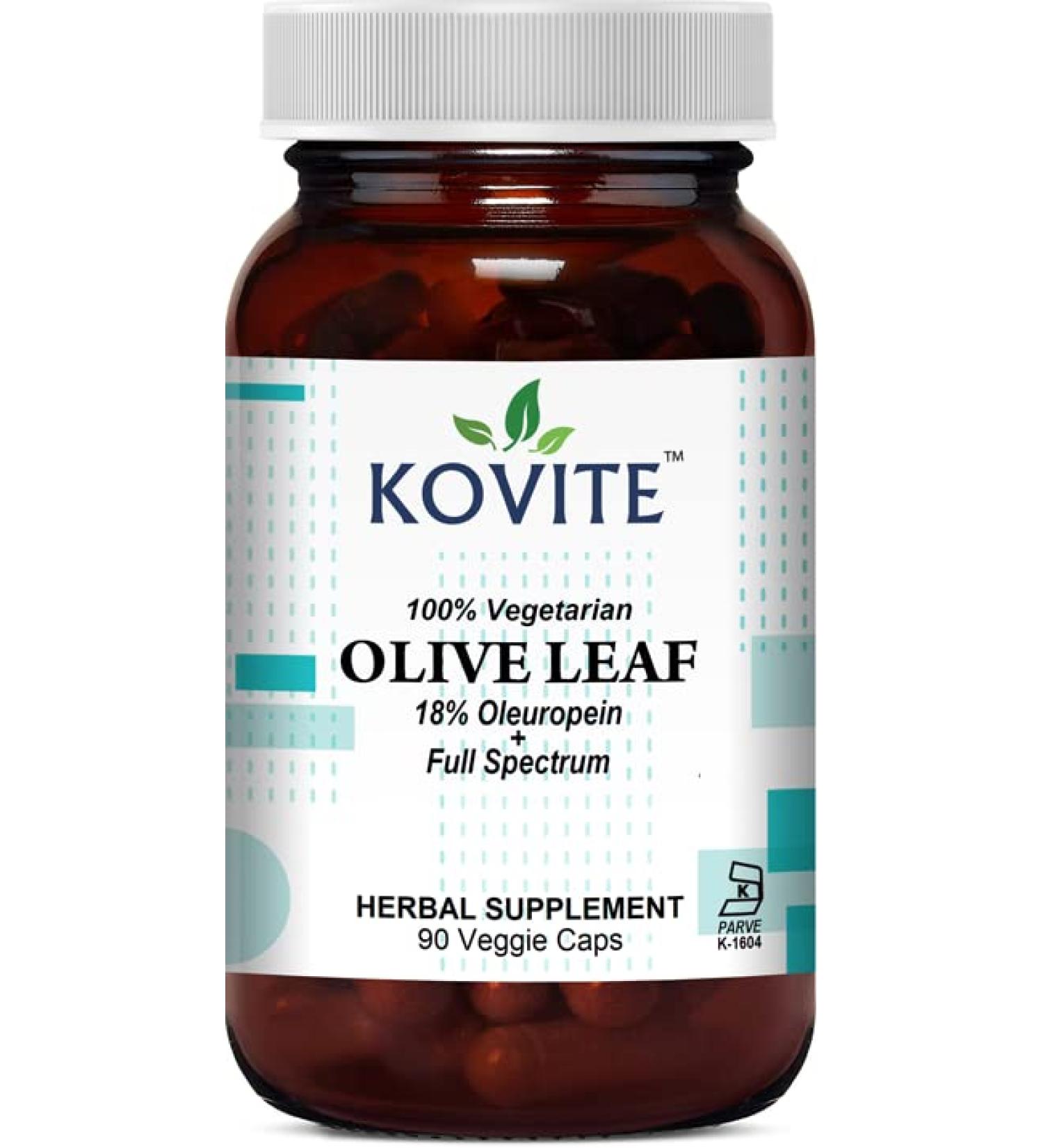 Kovite Full Spectrum Olive Leaf 18% Oleuropein 400 mg - 90 Vegetable Capsules