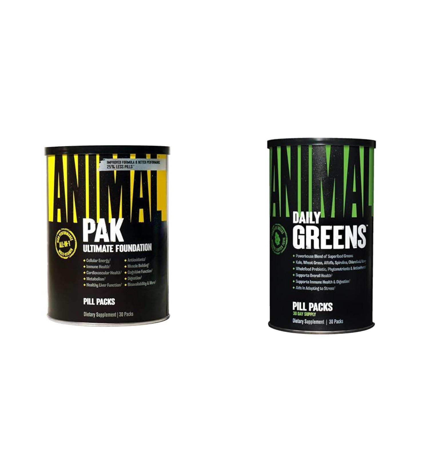 Animal Pak - Convenient All-in-One Vitamin & Supplement Pack - Zinc Vitamins C B D Amino Acids & Greens Pak - Chlorophyll Spectra Superfood Whole Food Prebiotic and Probiotic Super Digestion - Buy Online on GoSupps.com