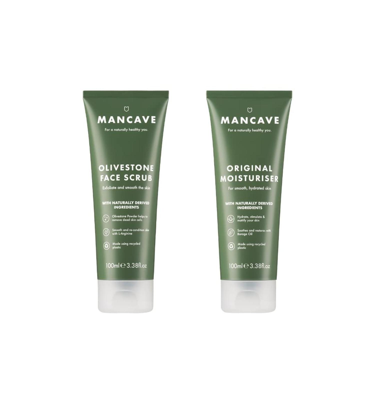 ManCave Skincare Duo Including Olivestone Face Scrub 100ml and Original Moisturiser 100ml Olivestone Face Scrub and Original Moisturiser - Buy Online on GoSupps.com