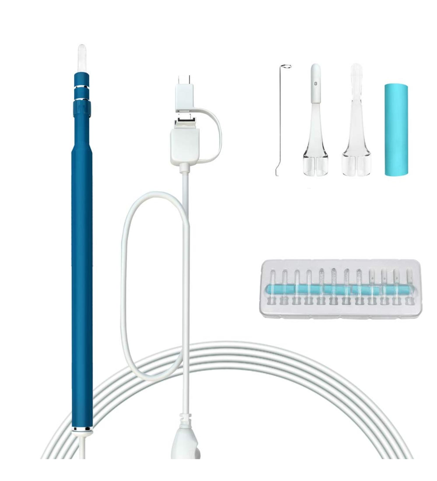 USB Ear Endoscope 3-in-1 Digital Otoscope - HD Inspection Camera for Ear Wax Removal with 6 LED Lights | Compatible with Android & PC (Navy Blue) - Buy Online on GoSupps.com