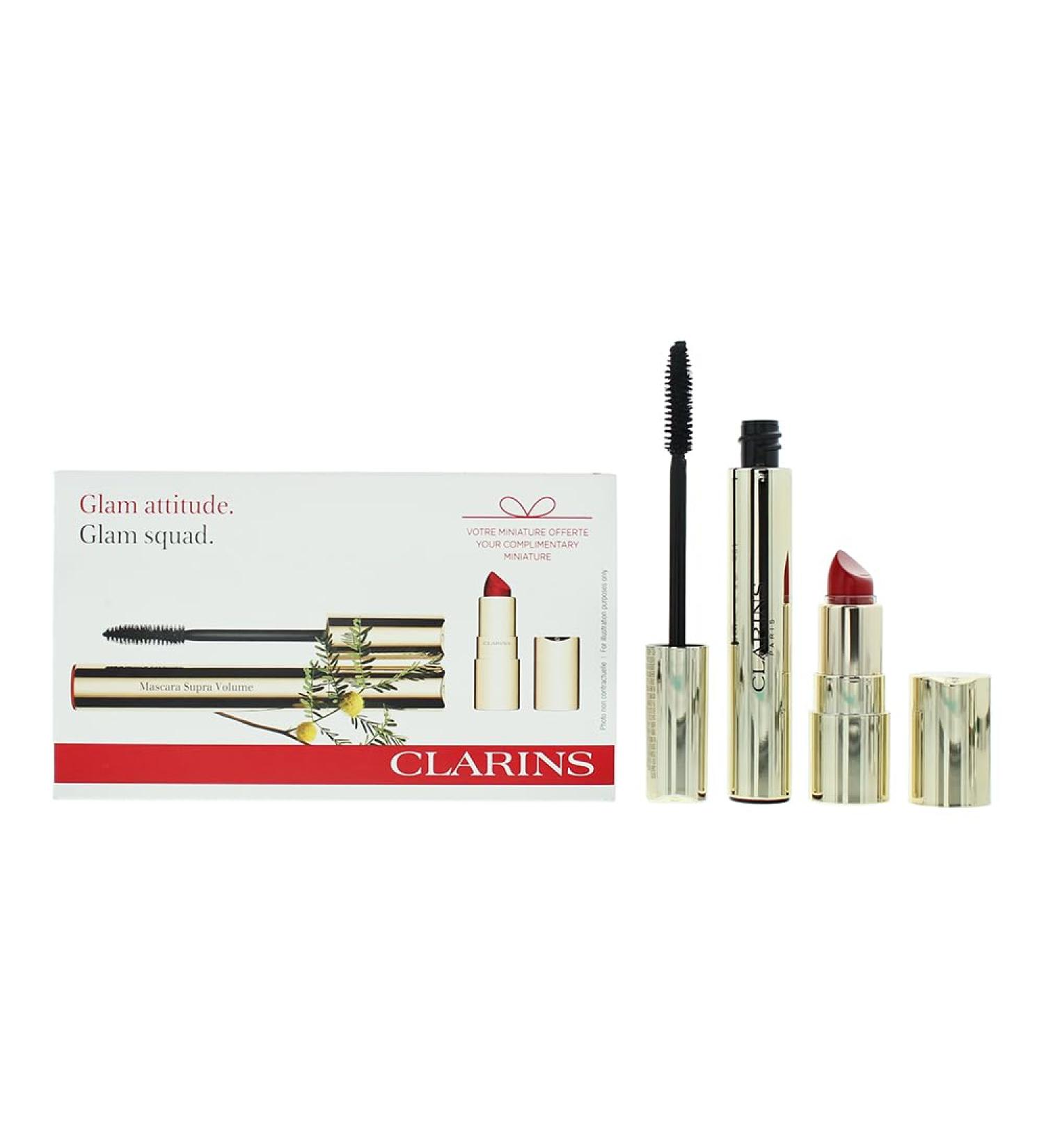 Clarins Glam Squad Gift Set: Supra Volume Mascara 8ml & Mini Joli Rouge - Buy Online on GoSupps.com