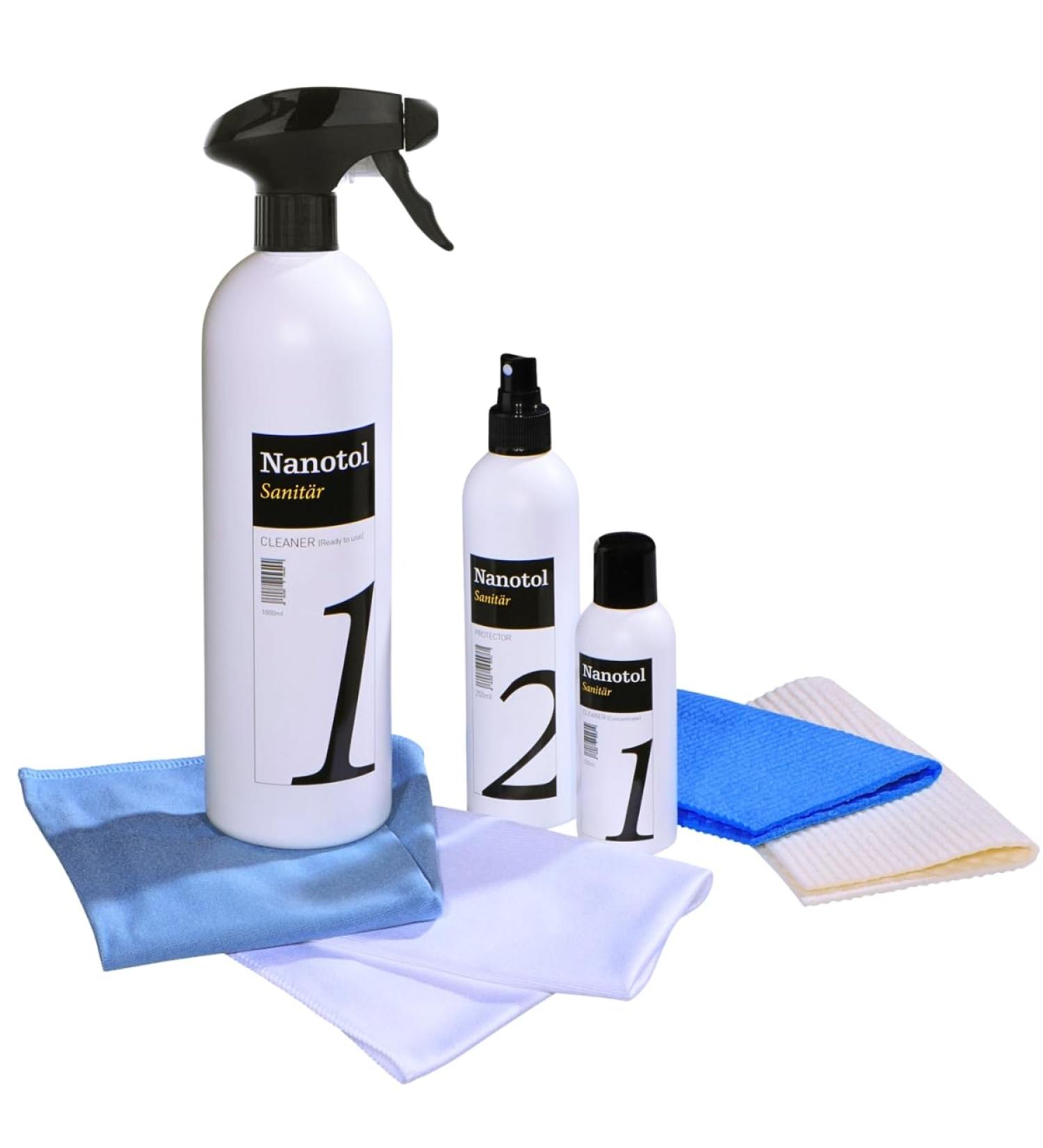 Professional Bathroom Sealing Set - Nano Protection for Shower Cubes Ceramics & Tiles | Cleaner Protector & Microfiber Cloth | Covers 40 m  - Buy Online on GoSupps.com