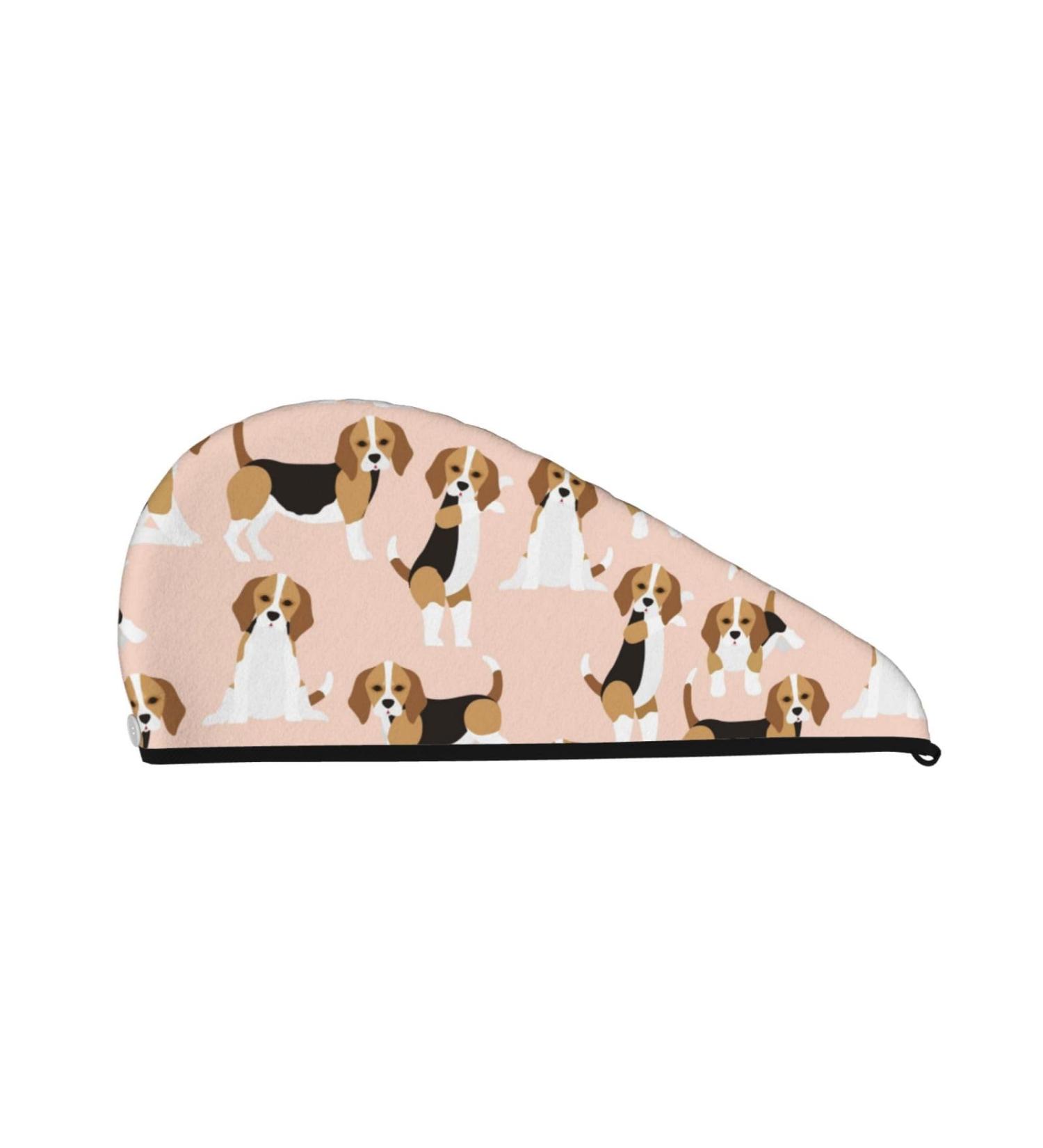 Beagle Dog Microfiber Hair Towel - Super Absorbent Coral Velvet Wrap for Women | Quick Dry for Long Curly & Thick Hair - Buy Online on GoSupps.com