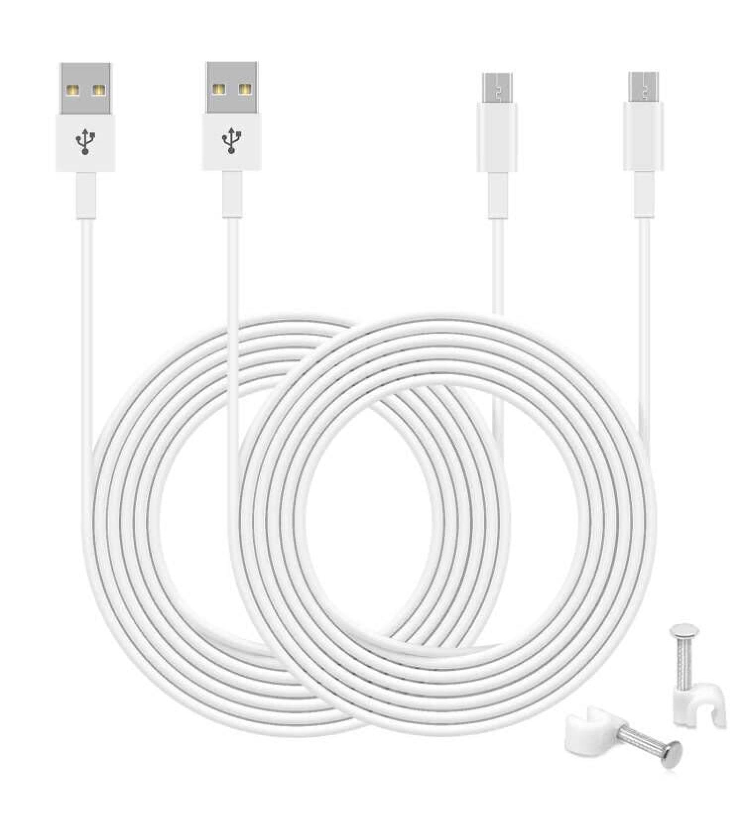 FastSnail 16.4FT Power Extension Cable for WyzeCam, KasaCam, NestCam, Yi Cam - 2 Pack White - Buy Online on GoSupps.com