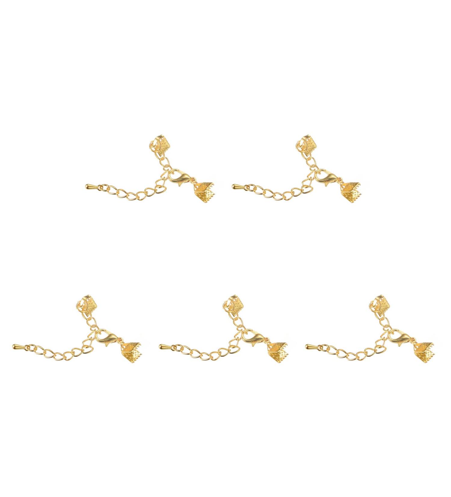 10Set Gold Tone Ribbon Crimp Clamp Ends with Lobster Claw Clasps - DIY Craft Making Supplies - Buy Online on GoSupps.com