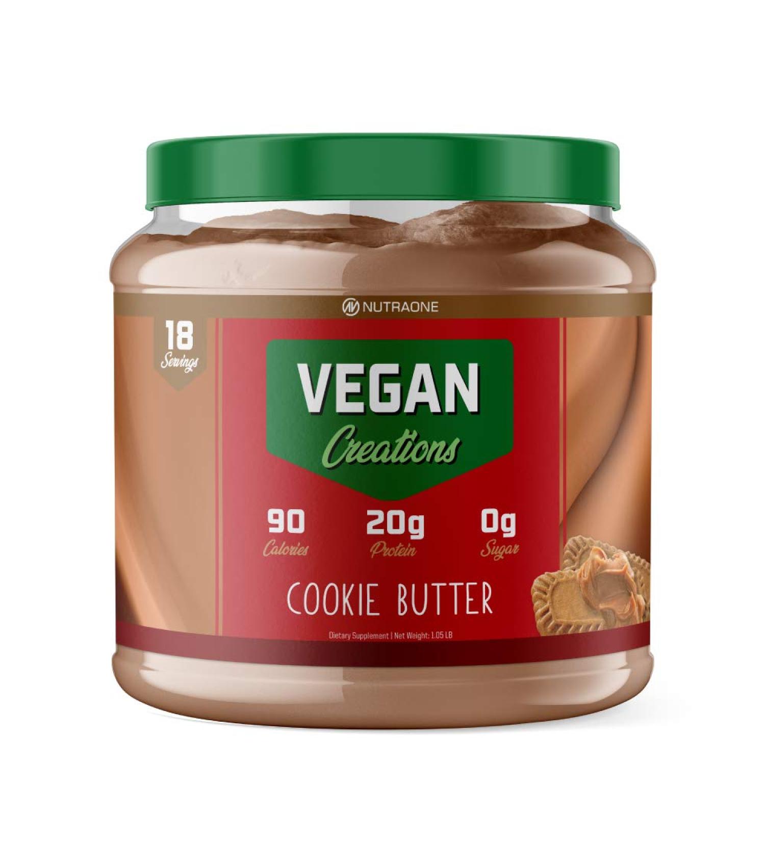 NutraOne Vegan Creations Plant Based Protein Powder - Cookie Butter Flavor 1.05 lb (Pack of 1) | Dairy Free, Pea Protein Isolate and Brown Rice | Vegan Protein Powder - Buy Online on GoSupps.com