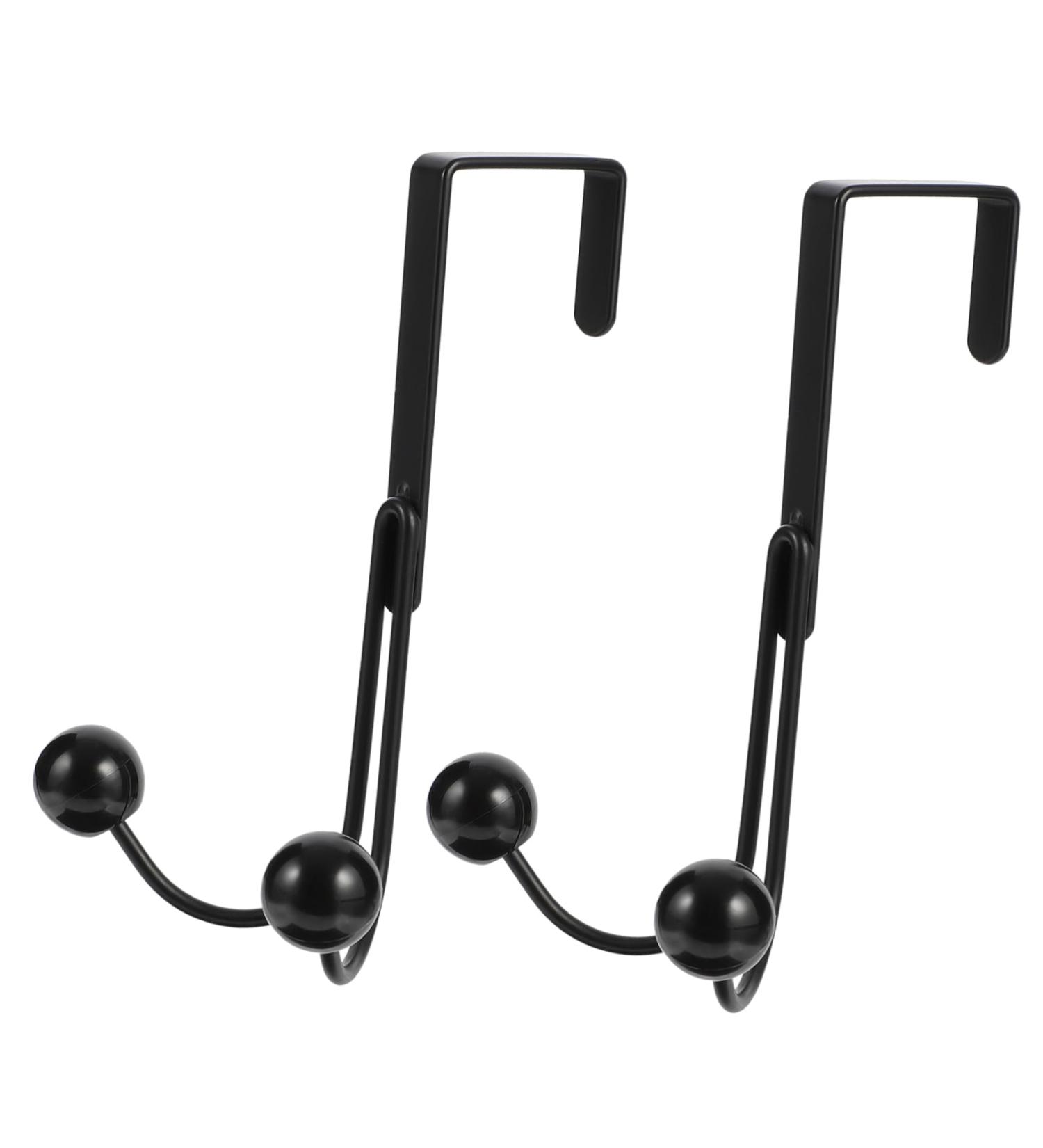 KICHOUSE 2pcs Double Hook Wall Mounted Organizer Over Door Storage Rack Door Hanger Metal Clothes Hook 14x9cm Black - Buy Online on GoSupps.com