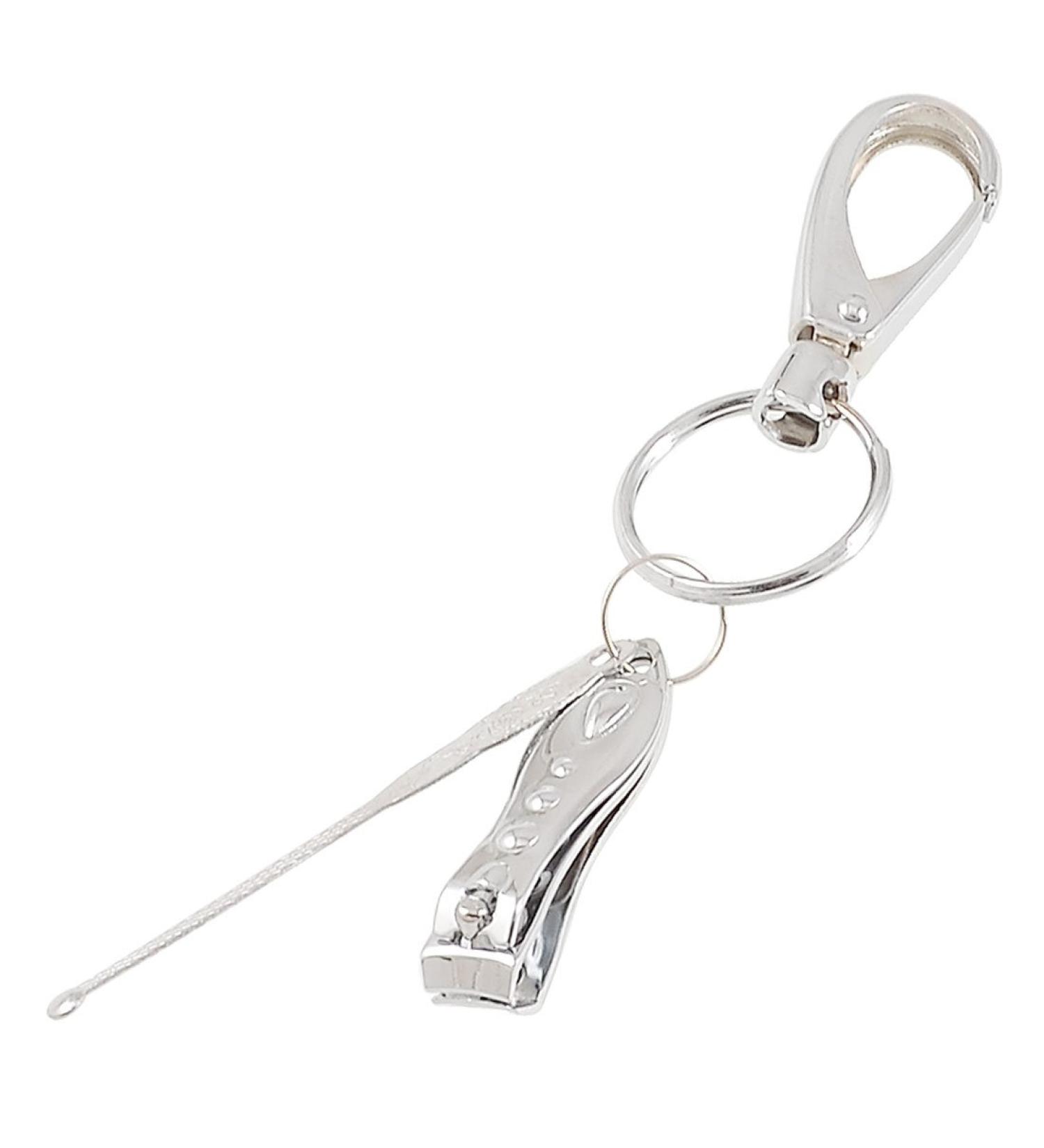 Ruilogod Ear Wax Remover Manicure Flat Edge Nail Clipper w Clasp Keyring