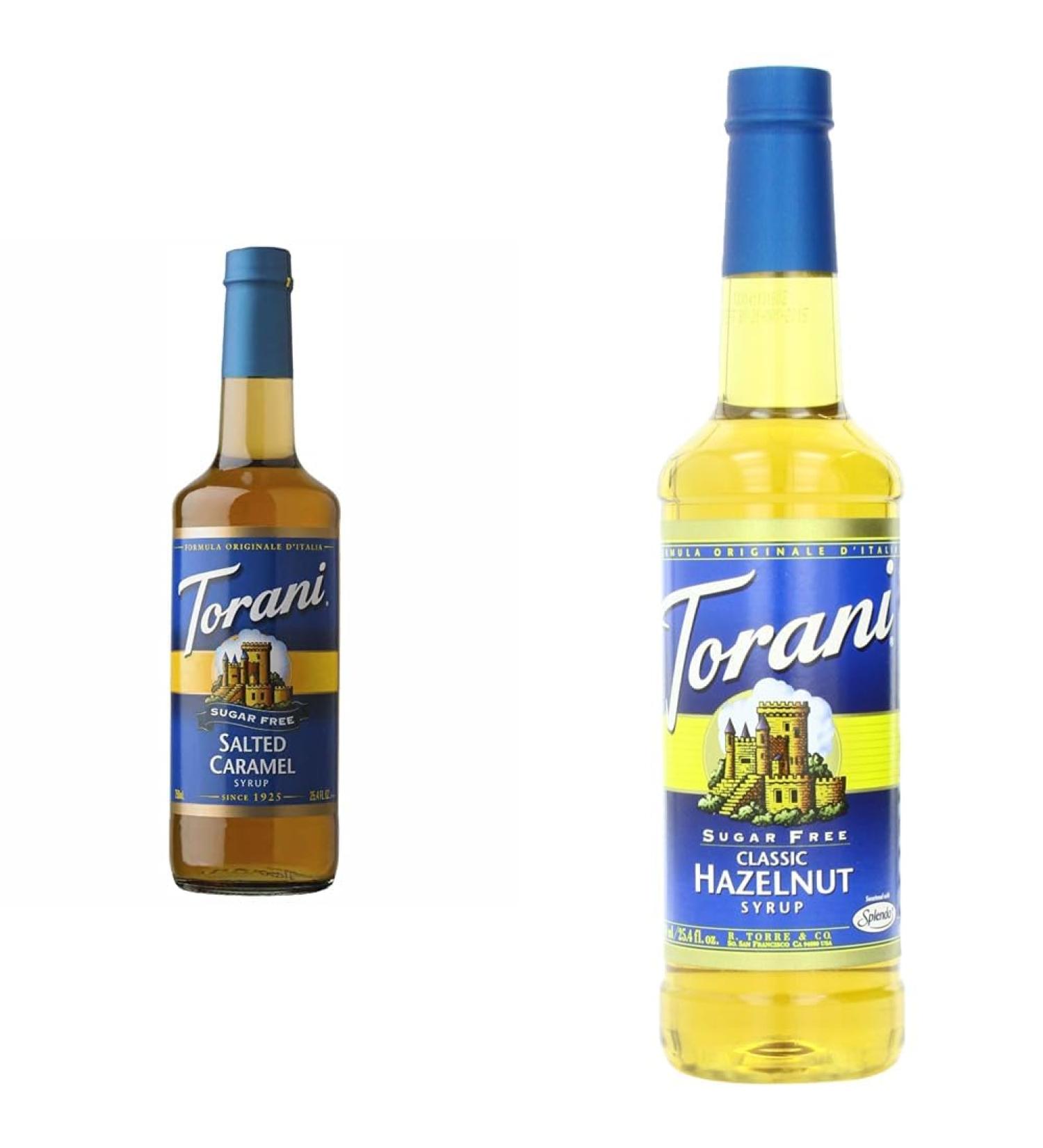 TORANI-SUGAR FREE SALTED CARAMEL SYRUP PET (PLASTIC) BOTTLE 750ML & Sugar Free Hazelnut Classic Syrup Pet Bottle 750 ml (Pack of 1) - Package May Vary - Buy Online on GoSupps.com