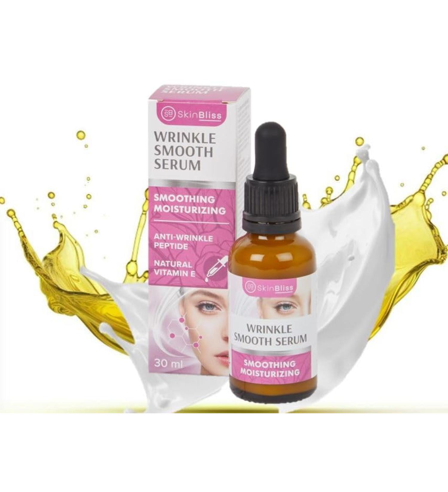 SkinBliss Wrinkle Smooth Serum Vegan Face Serum with Anti Wrinkle Peptide Natural Vitamin E for Moisturizing the Skin 30 ml