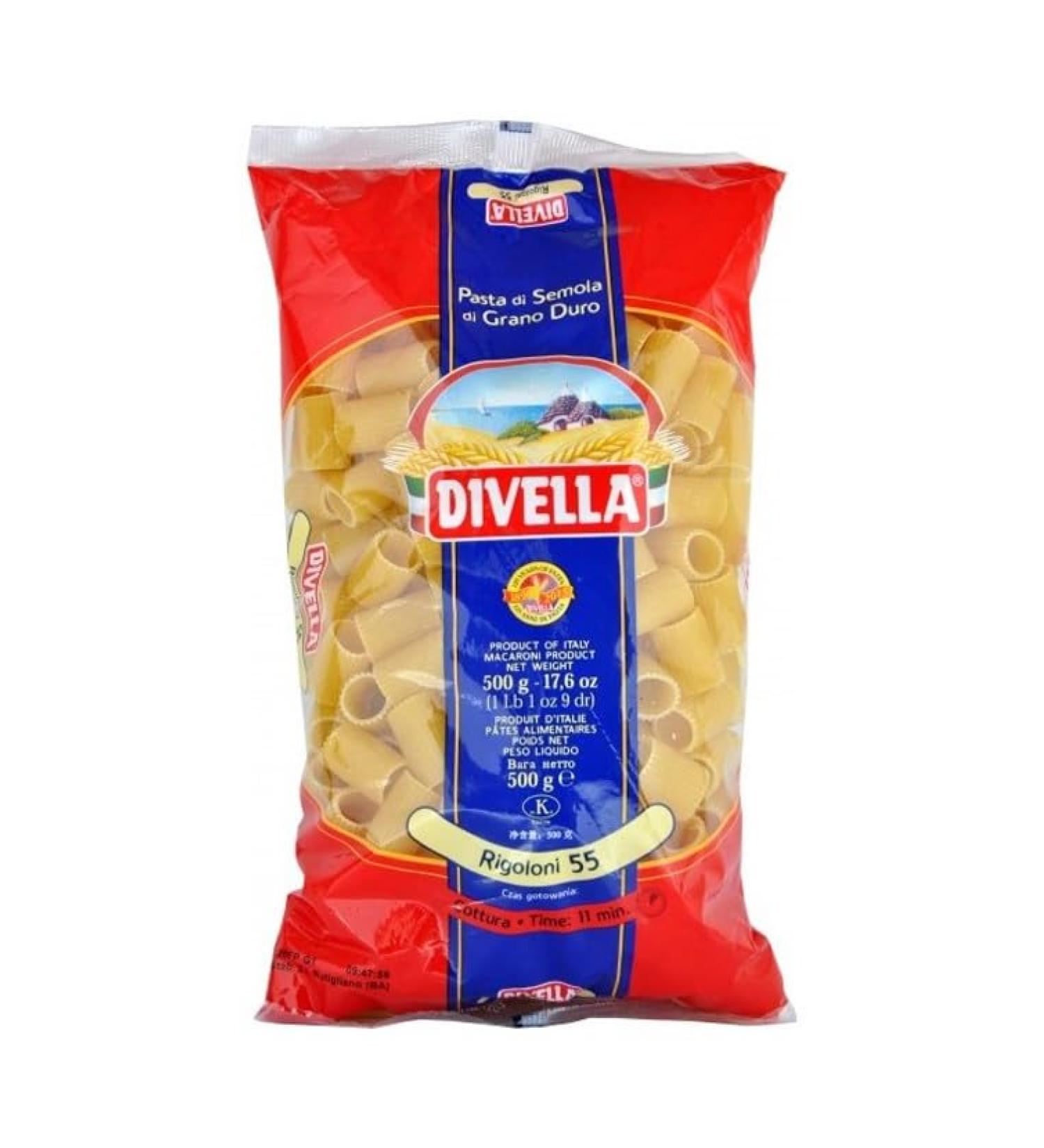Divella DIVELLA DURUM WHEAT SEMOLINA PASTA RIGOLONI 55 GR 500 X 24