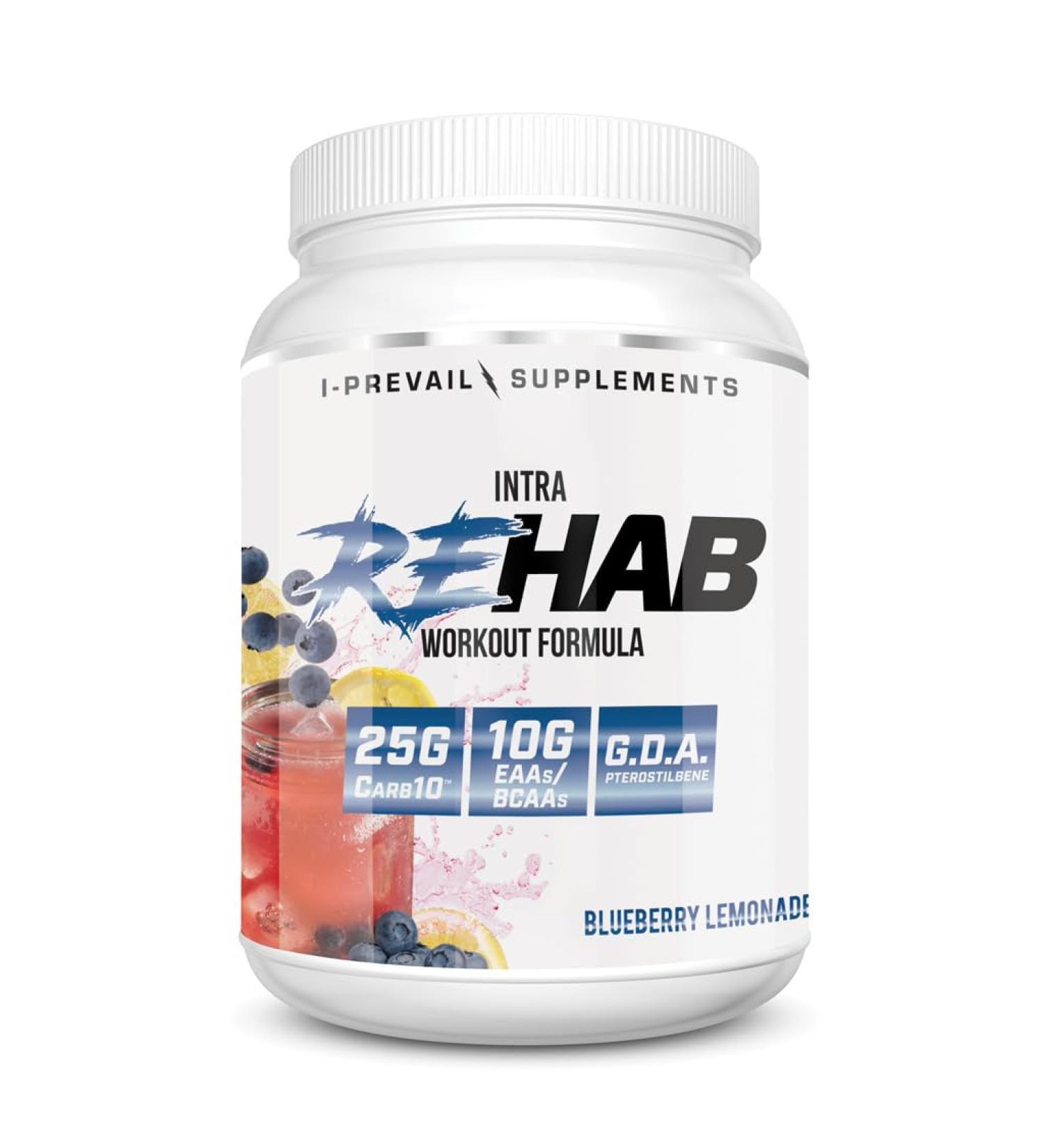 Rehab High Performance Intraworkout Formula - 10g BCAA & EAA | Keto Friendly | Enhance Recovery & Hydration | 25 Servings (Blueberry Lemonade - Buy Online on GoSupps.com
