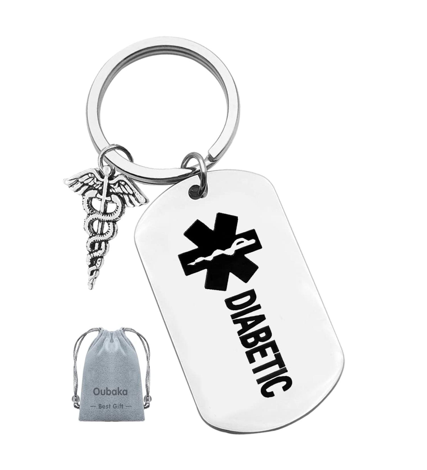 Oubaka Diabetic Keychain - Medical Alert Jewelry for Diabetes - Emergency Health Symbol Gift for Men, Women, Girls, Boys - Buy Online on GoSupps.com