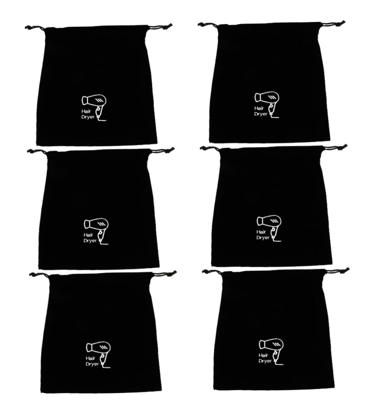 Healeved 6 Pcs Hair Dryer Storage Bag Makeup Bag Large Mini Drawstring Bag for Hair Dryers Bags Flannel Black - Buy Online on GoSupps.com