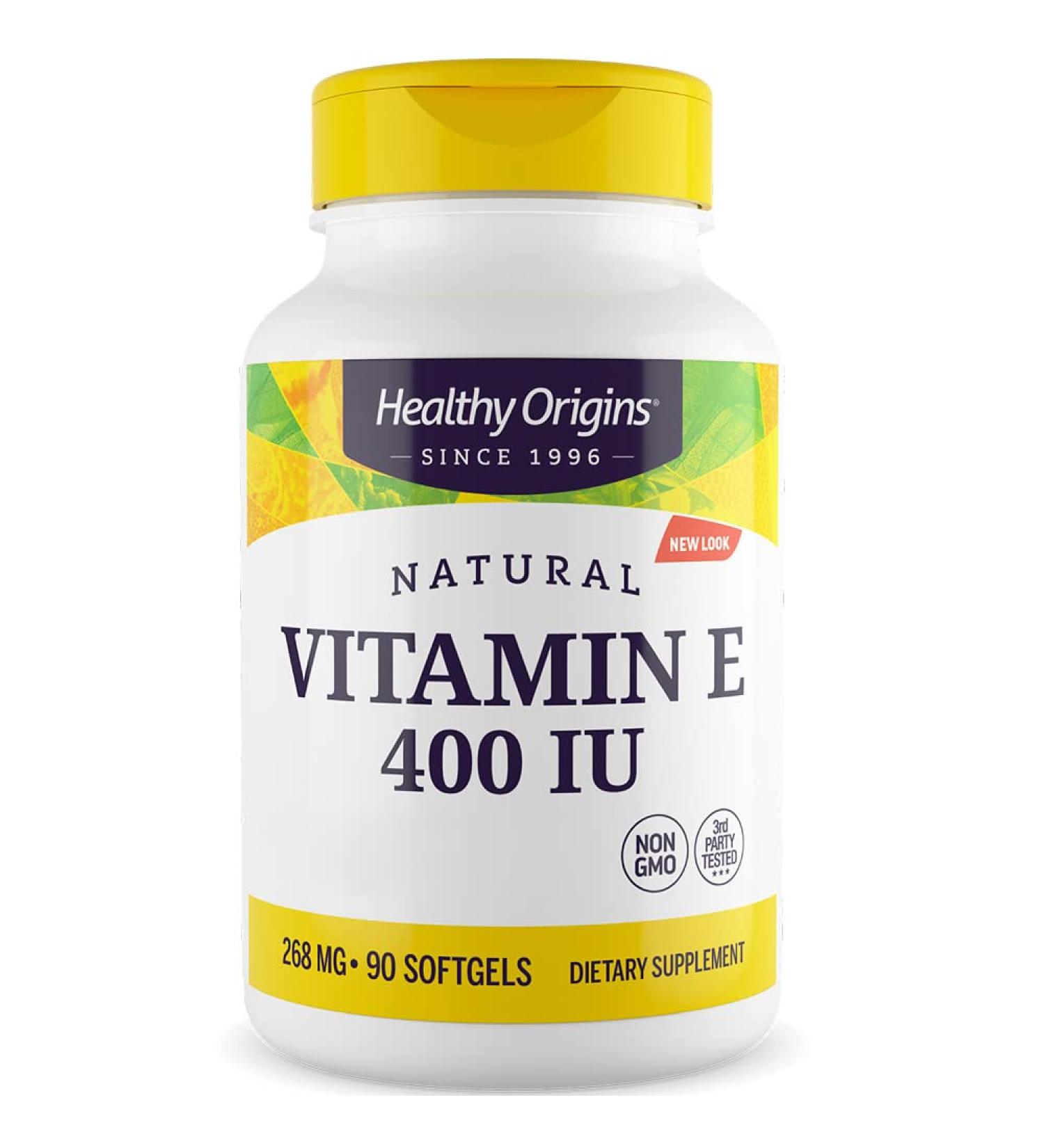 Healthy Origins Natural Vitamin E 268g (400 IU) 1 Capsule Every 2 Days 90 Softgels High Dose Soy Free San - Buy Online on GoSupps.com