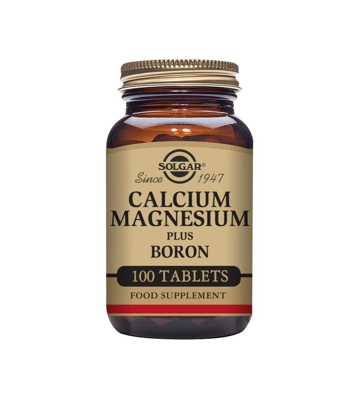 Solgar Calcium Magnesium Plus Boron Tablets - Pack of 100 - Bone Support - Supports Restfulness Energy Release and a Balanced Mind - Vegan Gluten Free and Kosher Natural 1 count (Pack of 100) - Buy Online on GoSupps.com