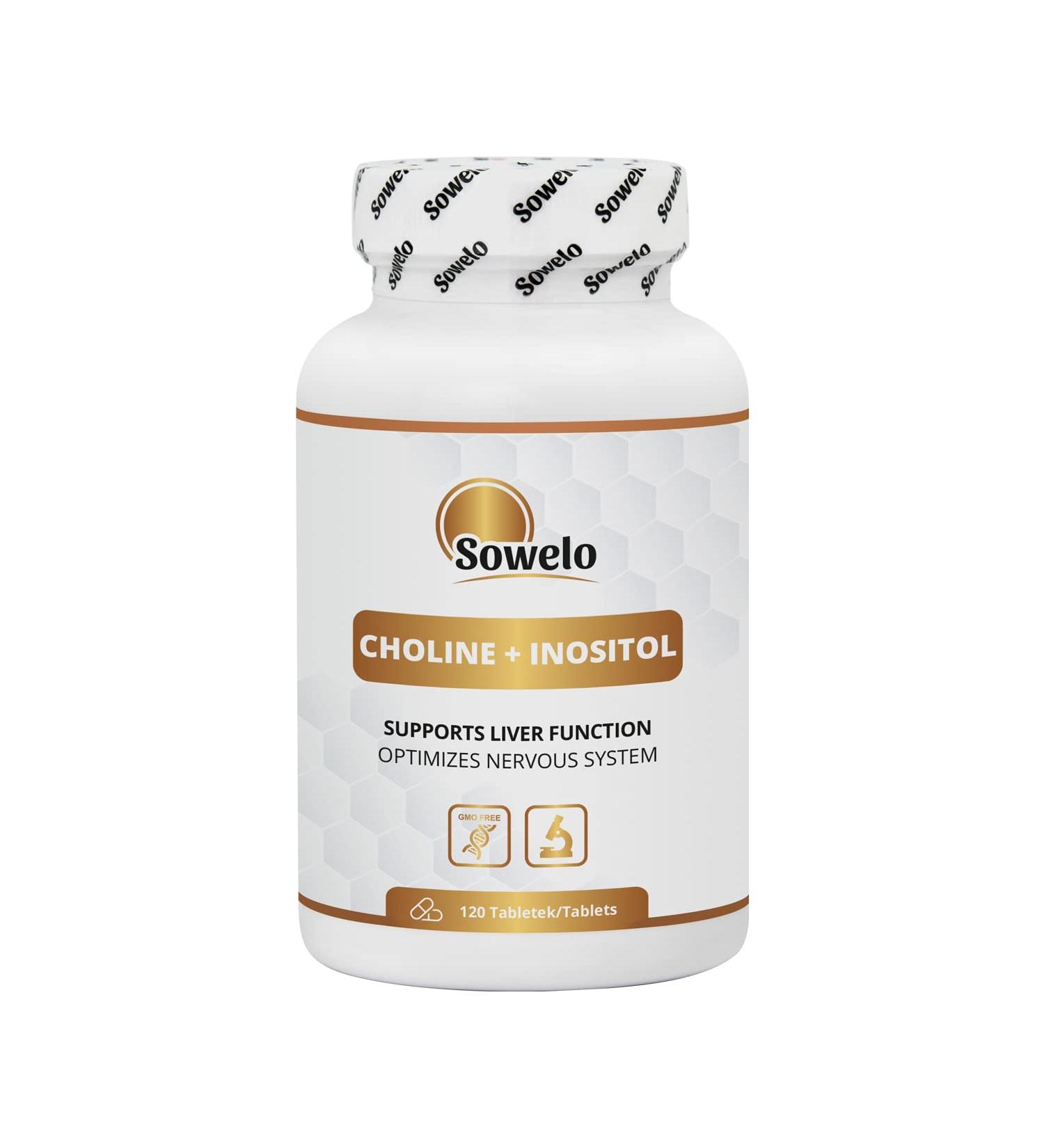 Sowelo Choline I Dietary Supplements - 250 mg Choline & Inositol Vitamin B4 & B8 120 Tablets for Improved Concentration - International Shipping Available - Buy Online on GoSupps.com