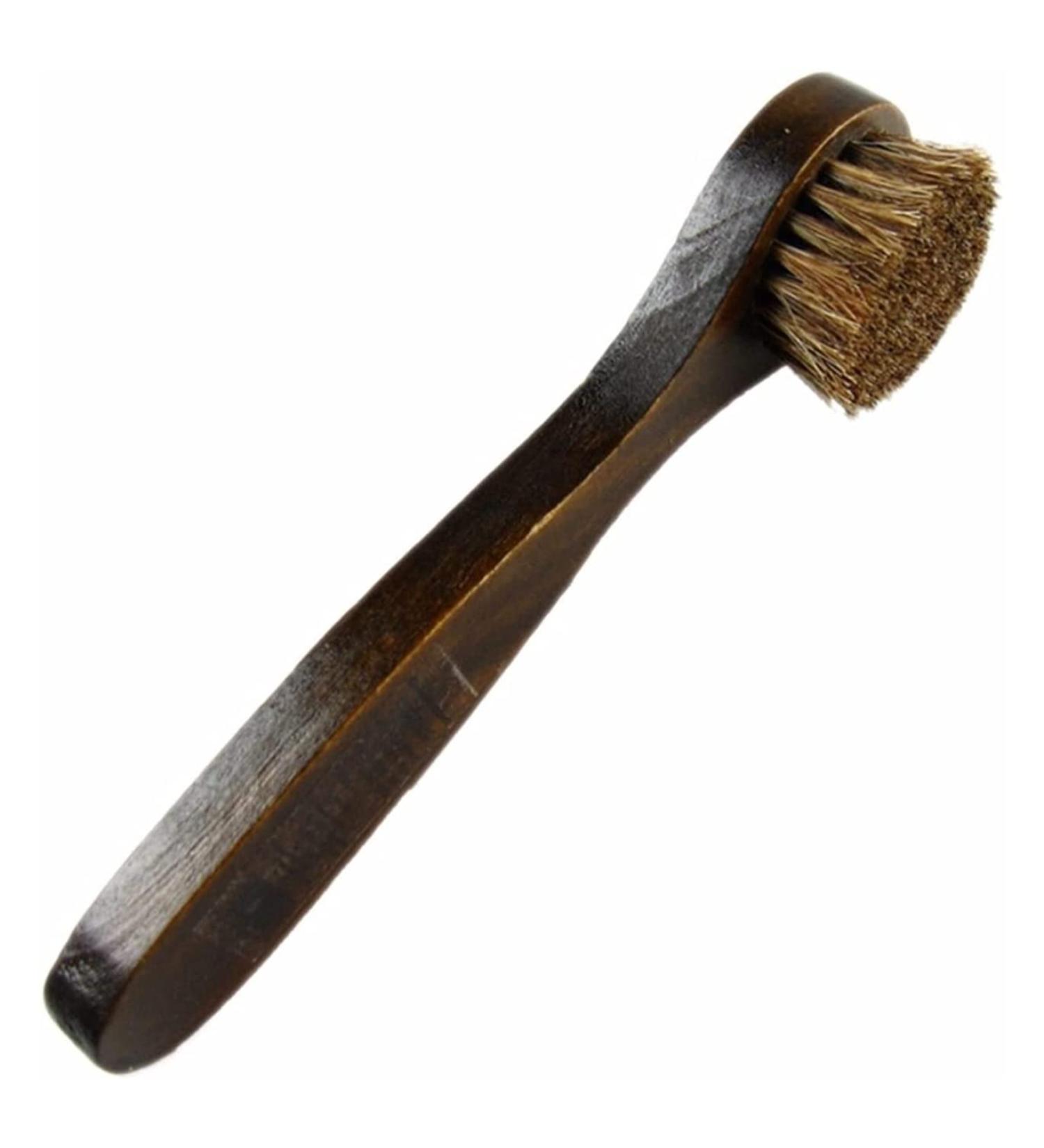 Shoe Brush Natural Wood Bristle Horse Hair Shoe Brush Polish Brush Leather Boots Shoes Cleaner Care Brush(17x2cm) - Buy Online on GoSupps.com