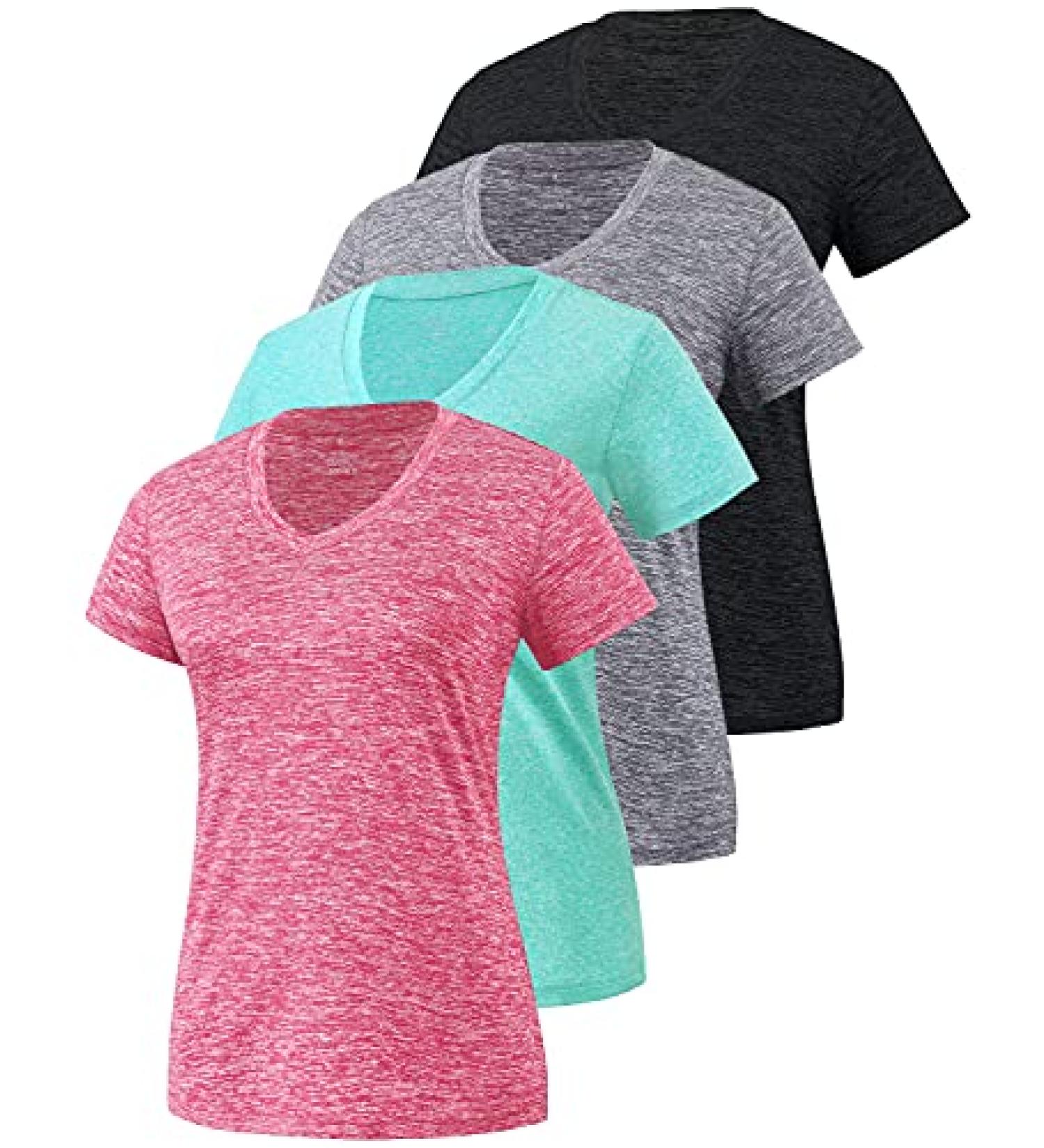 Xelky Women's Dry Fit Tshirt 4 Pack - Short Sleeve Moisture Wicking Athletic Shirts - Buy Online on GoSupps.com