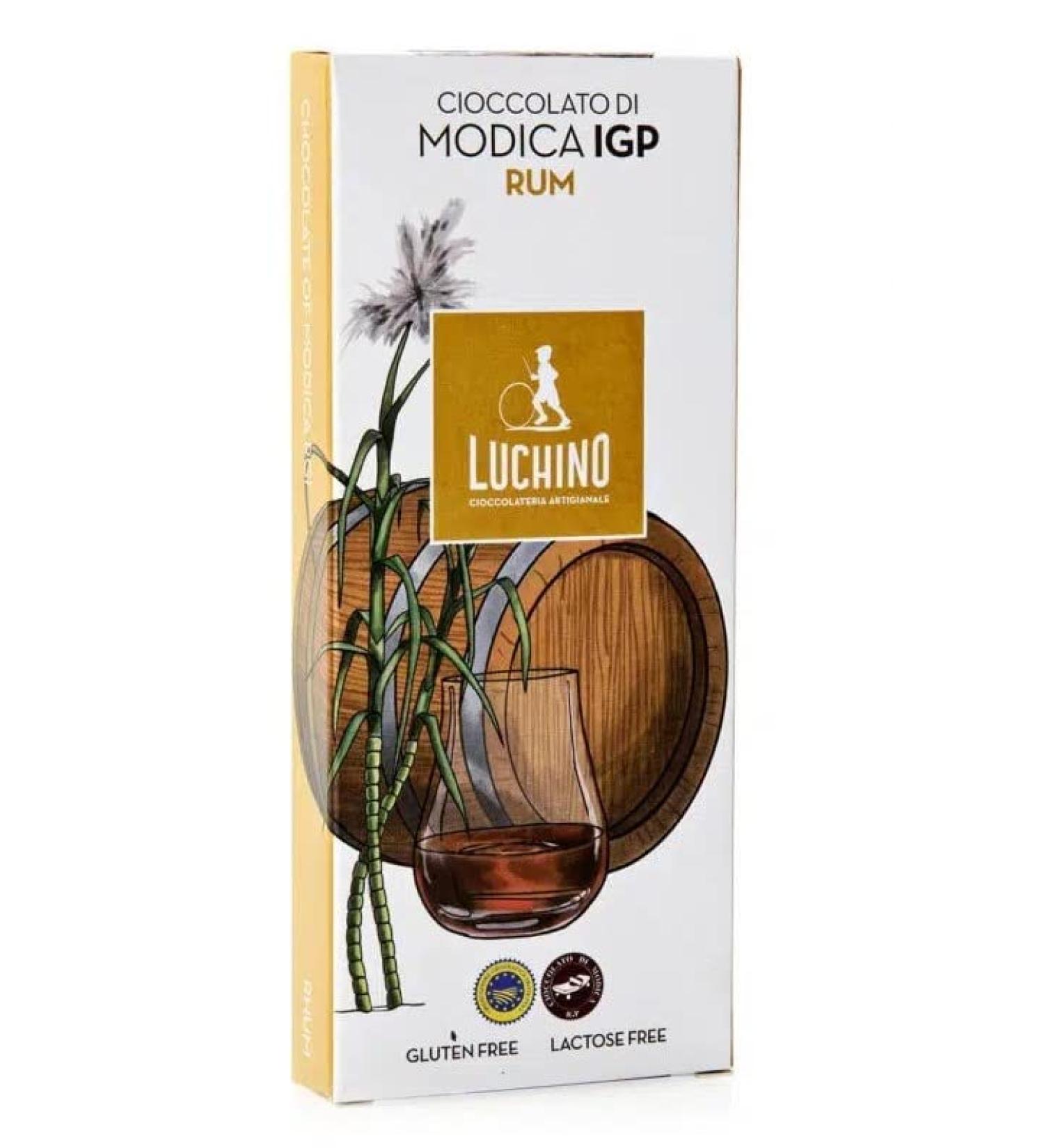 Il Tomolo Modica IGP Rum Chocolate Tablets - Gluten-Free - Lactose-Free - Luchino