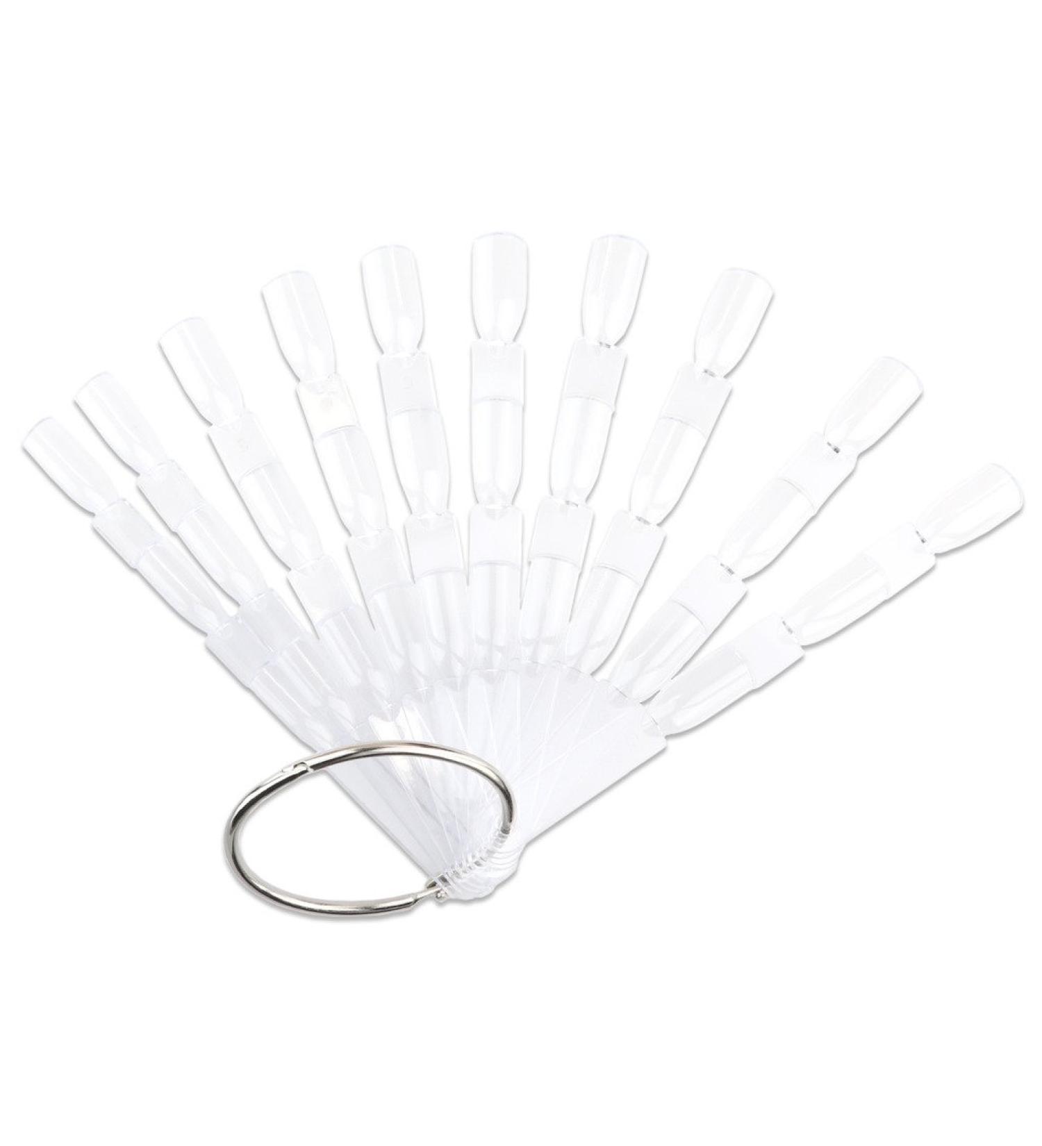Beauticom Clear Plastic 3 Tier False Nail Tip Sticks Chart Fan - 50 Pieces | Metal Ring Holder for Nail Polish Swatch | Nail Art Design Display Tool - Buy Online on GoSupps.com