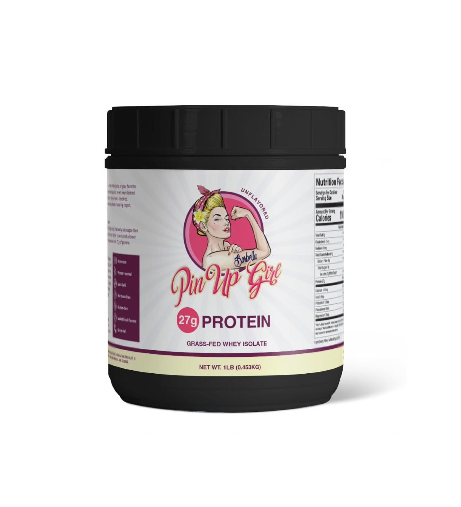 Pin Up Girl Whey Protein Isolate Powder 27g of Protein Per Serving Pure Premium Muscle-Building Whey Protein for Women Fat Free, Low Calorie, Low Carb, No Added Sugar Unflavored Unflavored 1 Pound (Pack of 1) - Buy Online on GoSupps.com