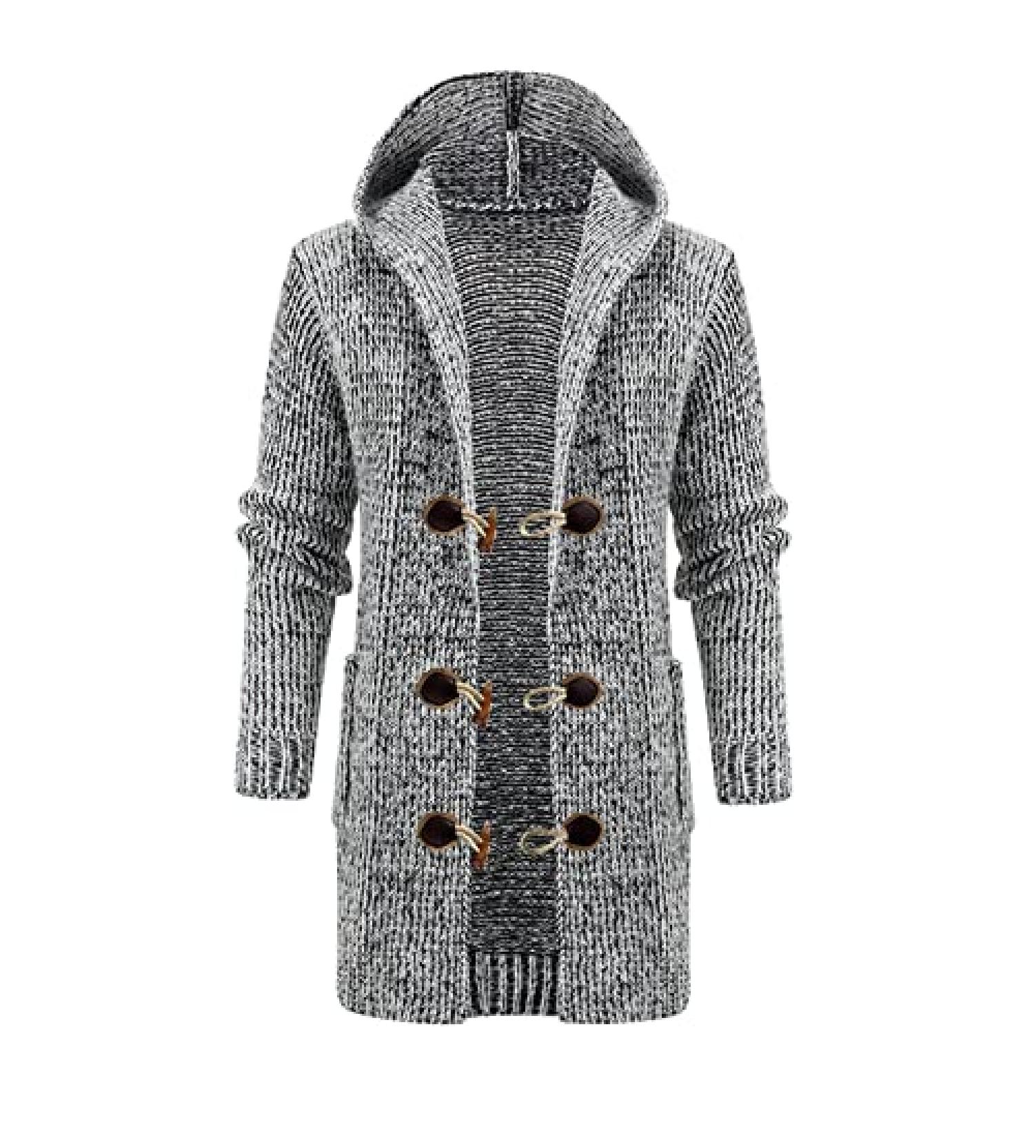 GXLONG Men's Vintage Knitted Hooded Cardigan Coat - X-Large Gray - Buy Online on GoSupps.com