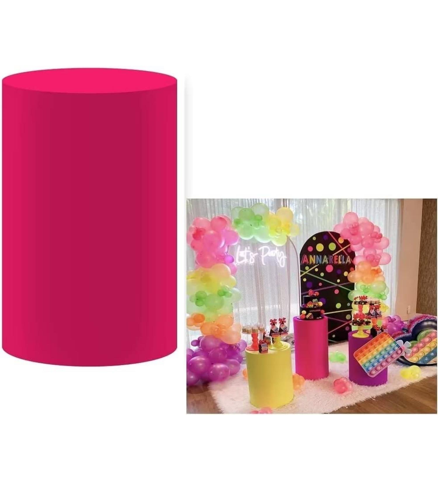 Fivan Red Cylindrical Cover for Baby Events - Birthday Shower Baptism | Elastic Base Decoration D36cm H75cm - Buy Online on GoSupps.com