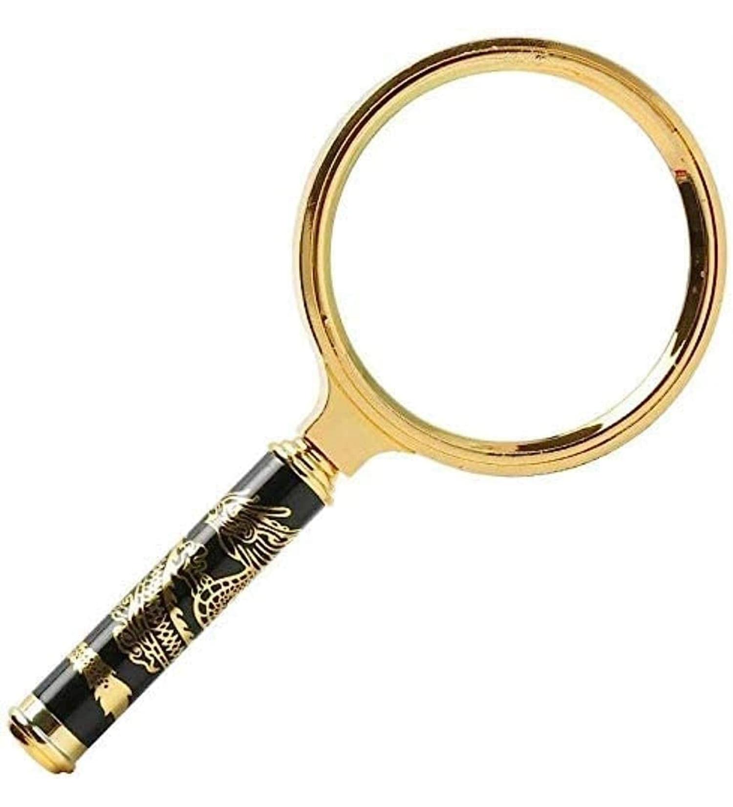 Magnifiers Hand-Held Magnifying Glass with Handle Gold 10 Times Maximum Size Lighting Reading Magnifier Comfortable Anniversary - Buy Online on GoSupps.com