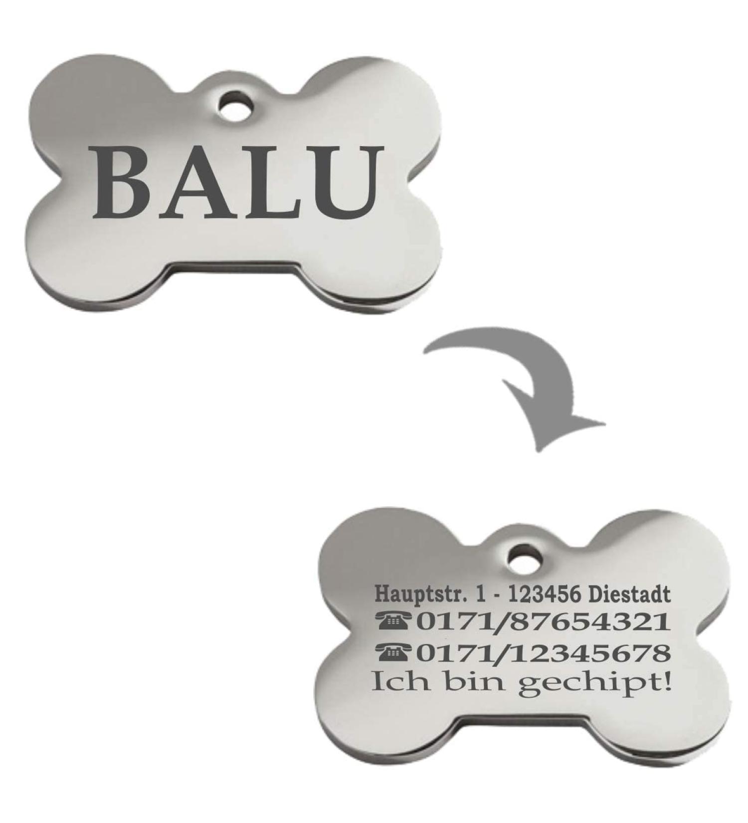 Iberiagifts - Personalized Stainless Steel Dog Bone with Engraving for Medium to Large Dogs & Cats | Custom Pet Badge - Buy Online on GoSupps.com